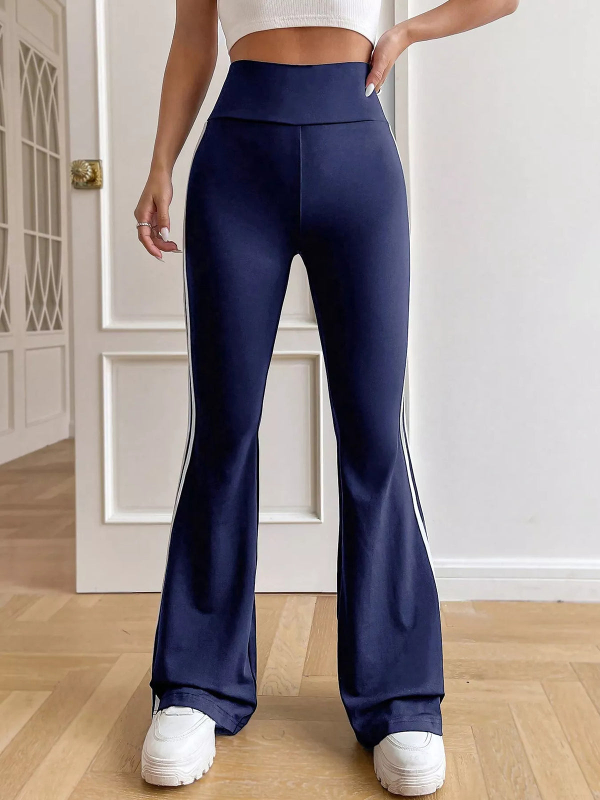 High-Waisted Side-Striped Flare Active Pants