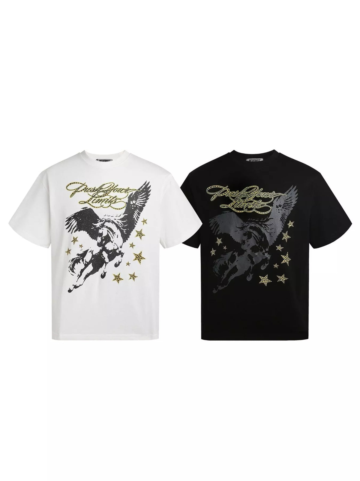 Men's Pegasus and 'Push Your Limits' Slogan Round Neck T-Shirt - Lilixa.store