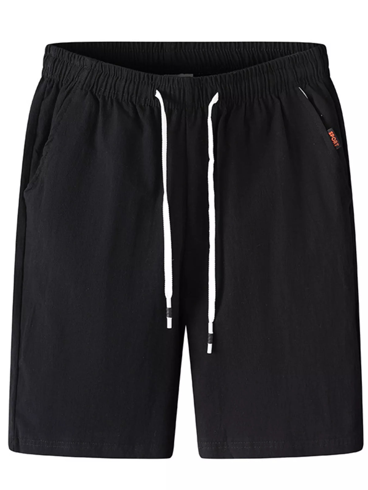 Men's Plus Size Casual Elastic Waist Drawstring Shorts in Black