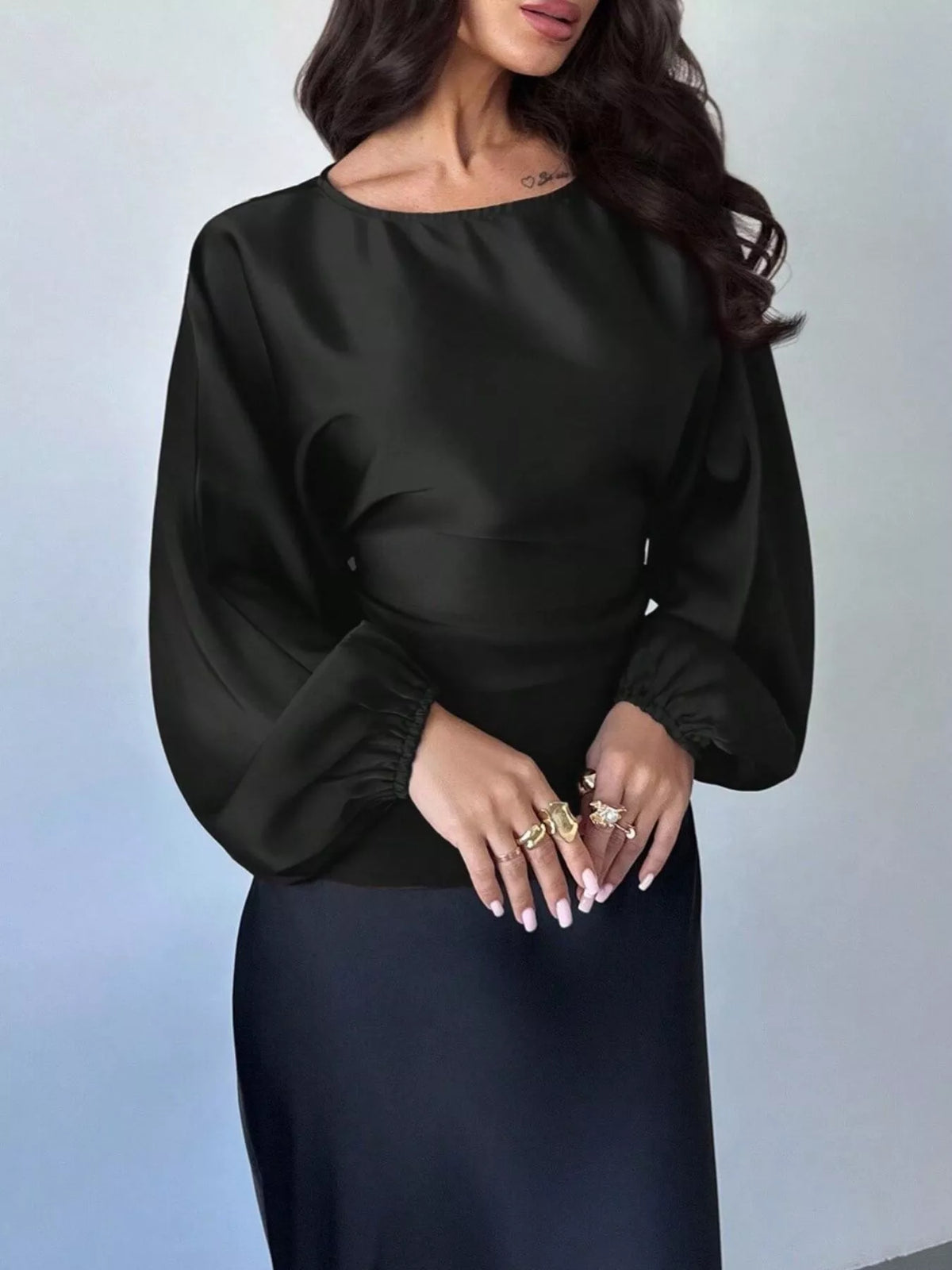Polka Dot Round Neck Blouse - Lilixa.store