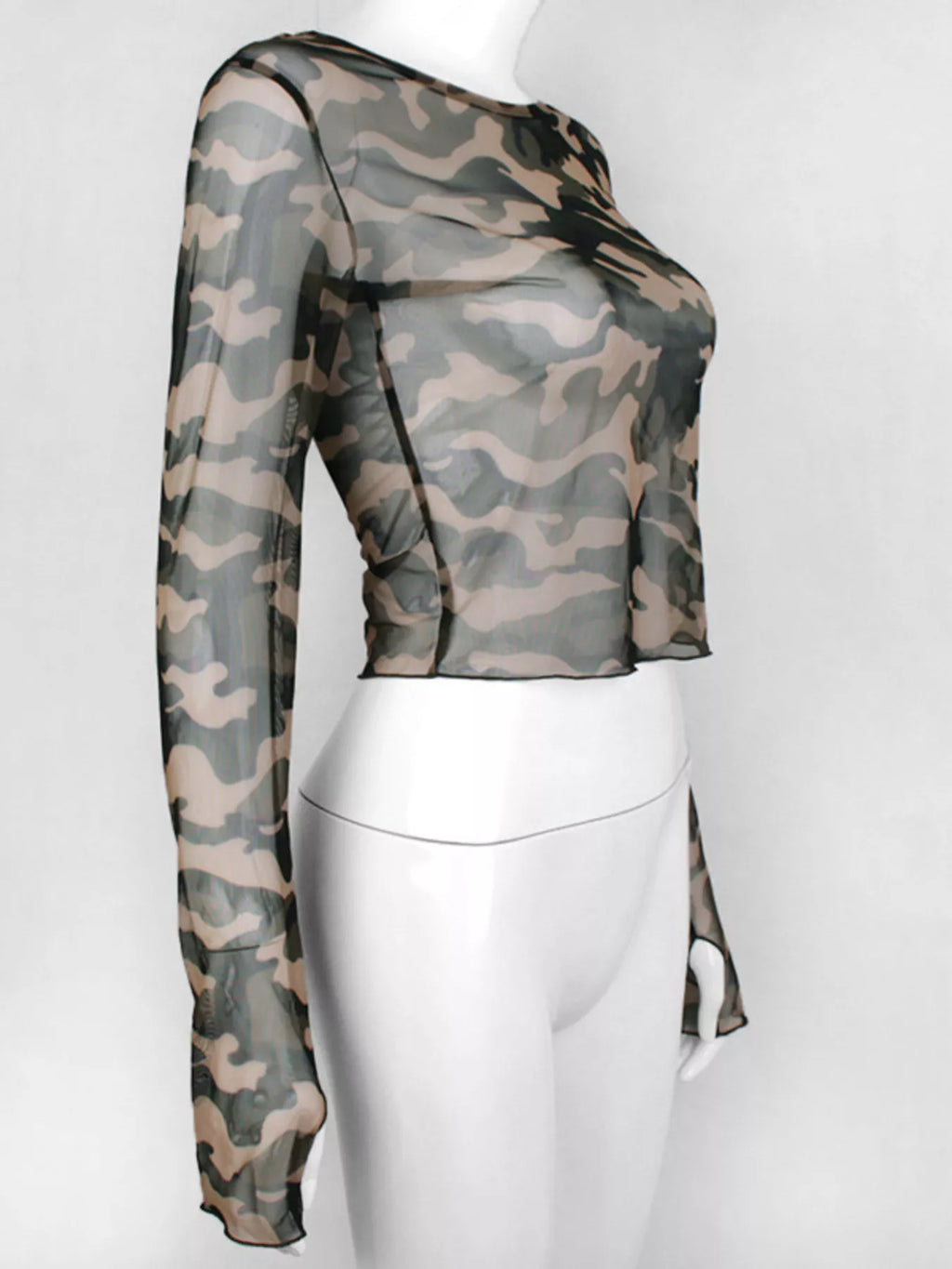 Camouflage Mesh Long Sleeve T-Shirt - Lilixa.store