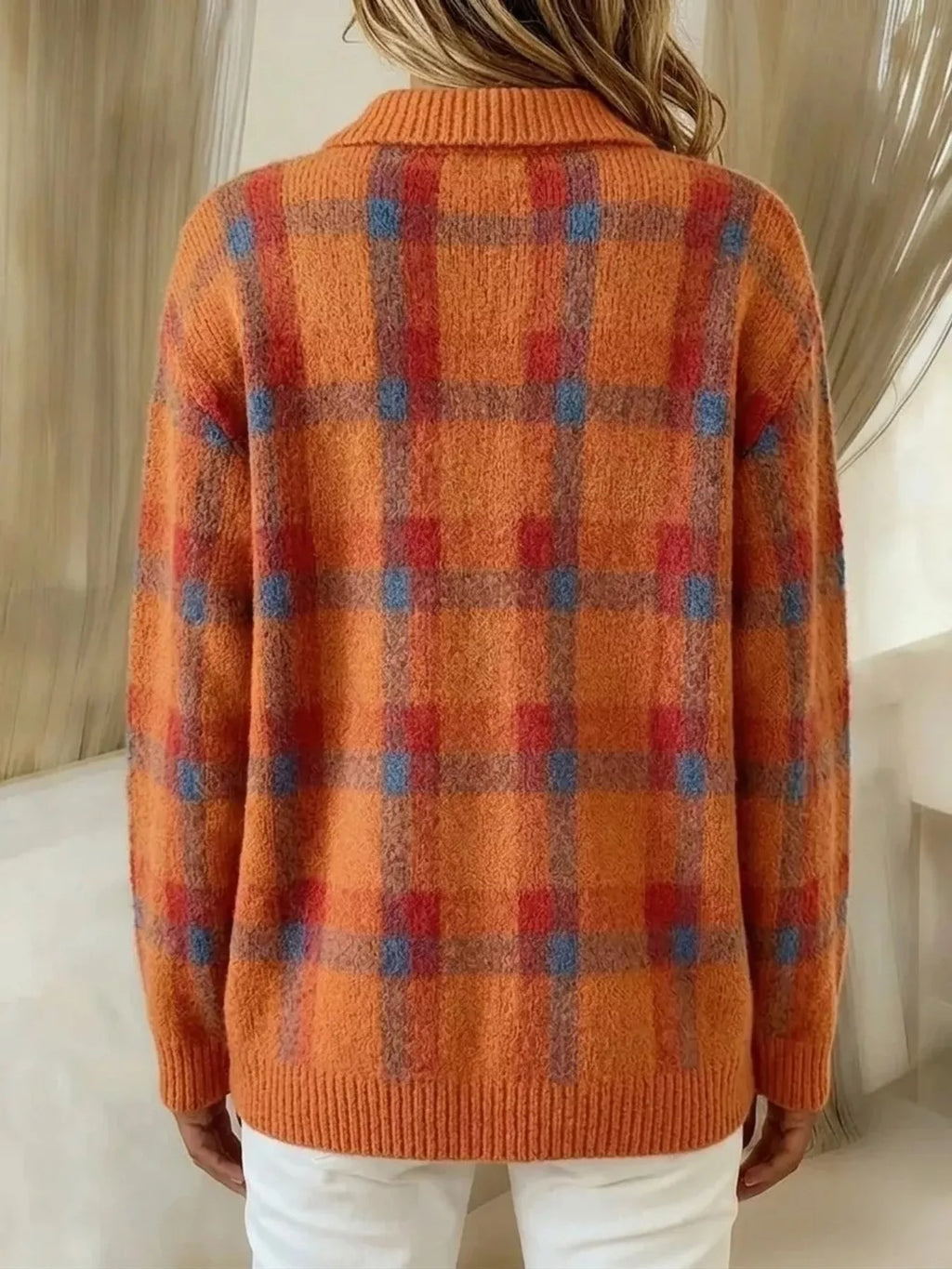 Plaid Button-Up Cardigan, view 2