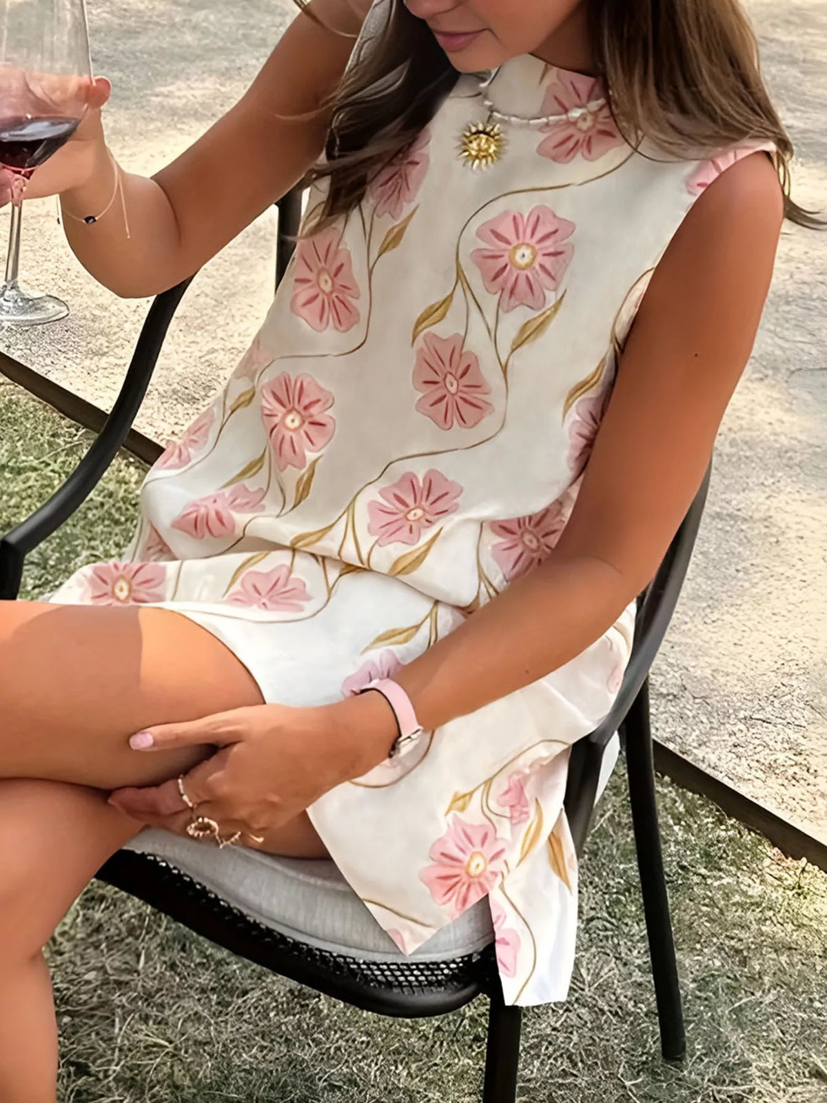 Floral Pattern Sleeveless Mini Dress - Lilixa.store
