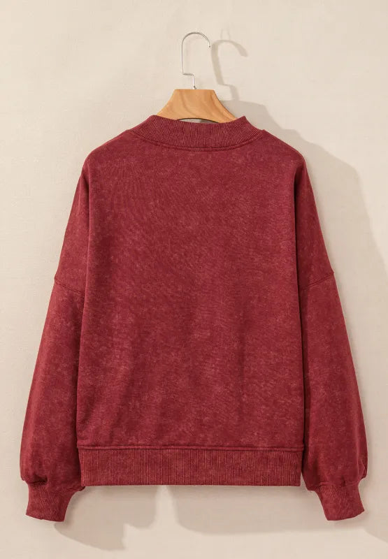 Mock Neck Dropped Shoulder Sweatshirt - Lilixa.store