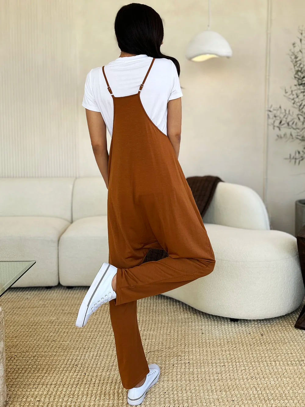 Double Take Full Size Sleeveless V-Neck Pocketed Jumpsuit - Lilixa.store