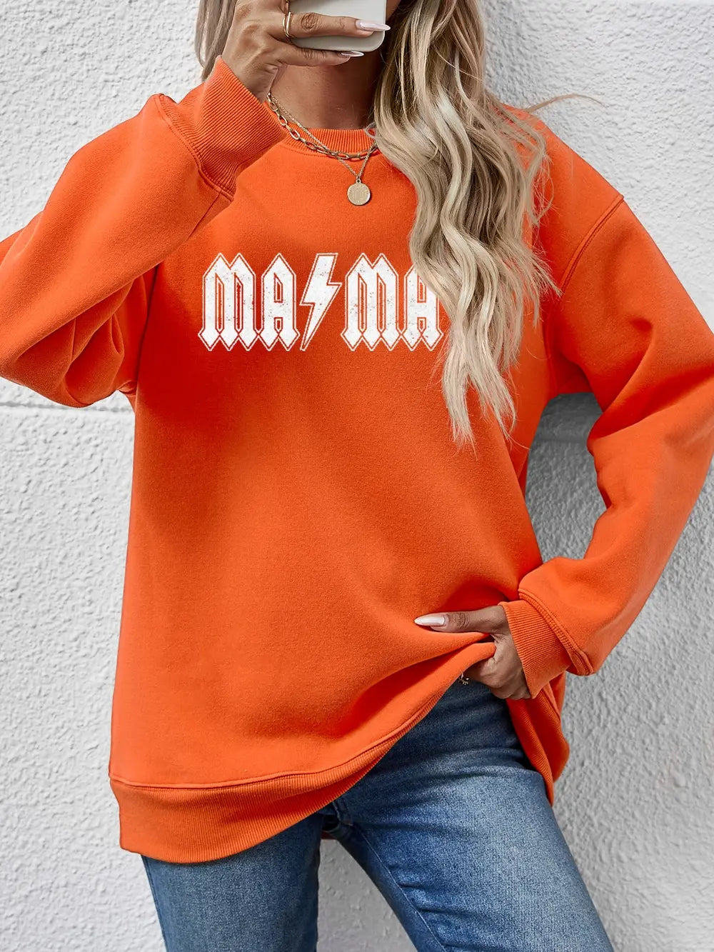 Letter Graphic Dropped Shoulder Sweatshirt in Pumpkin