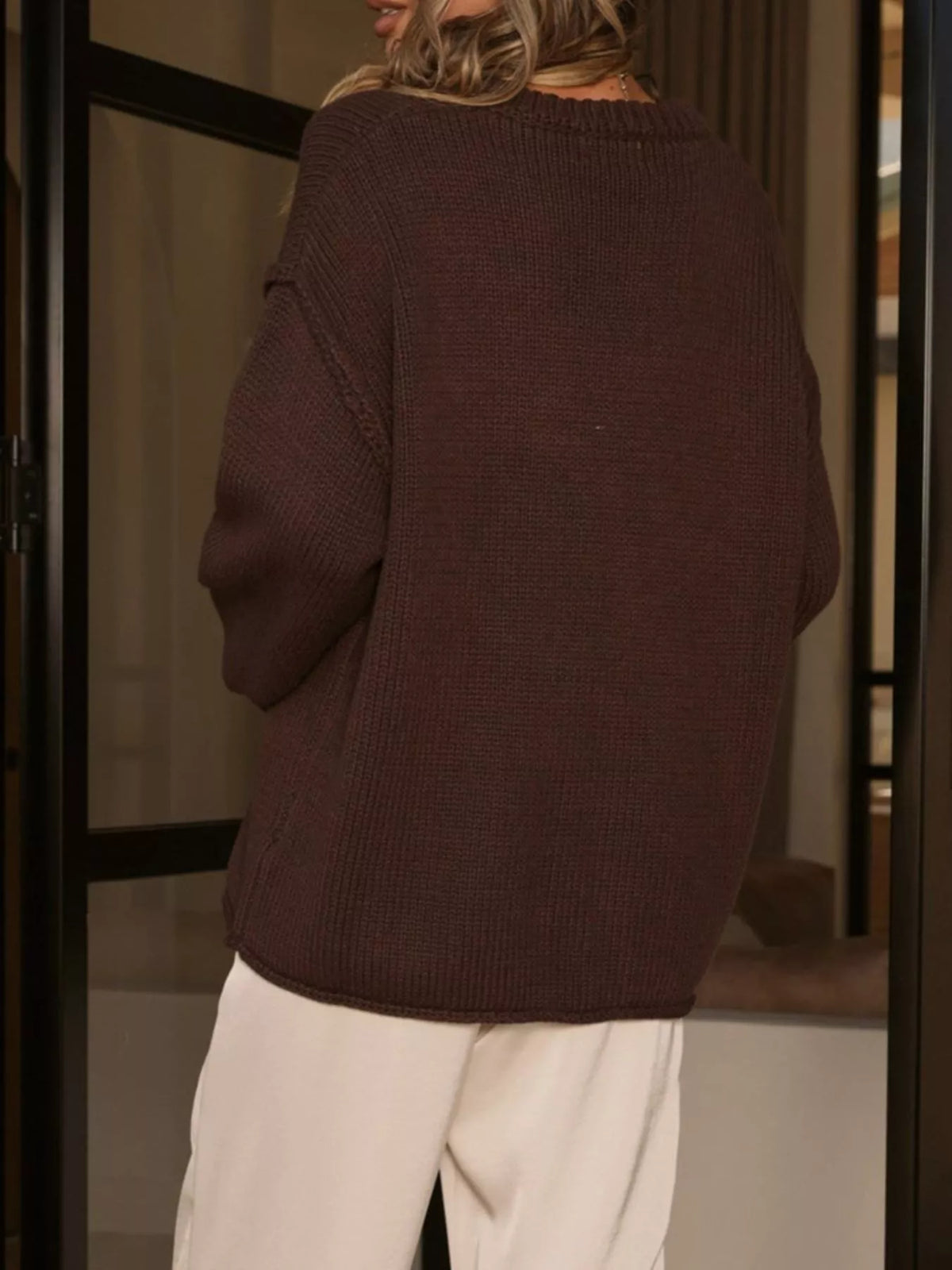 Crew Neck Dropped Shoulder Sweater, view 10