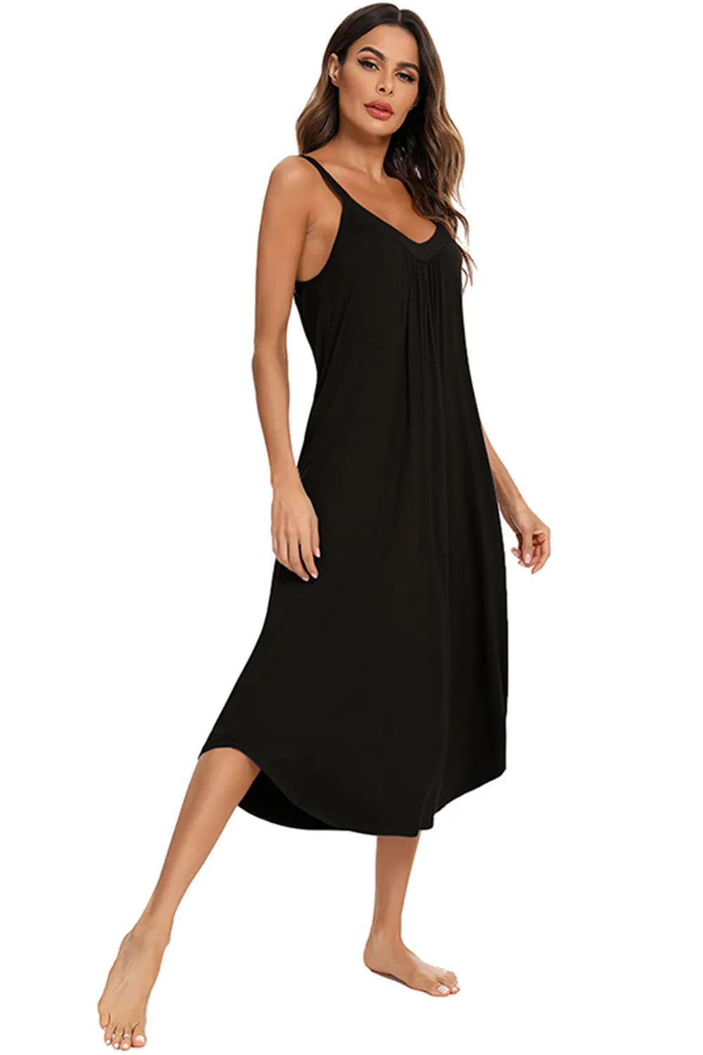 V-Neck Midi Lounge Dress - Lilixa.store
