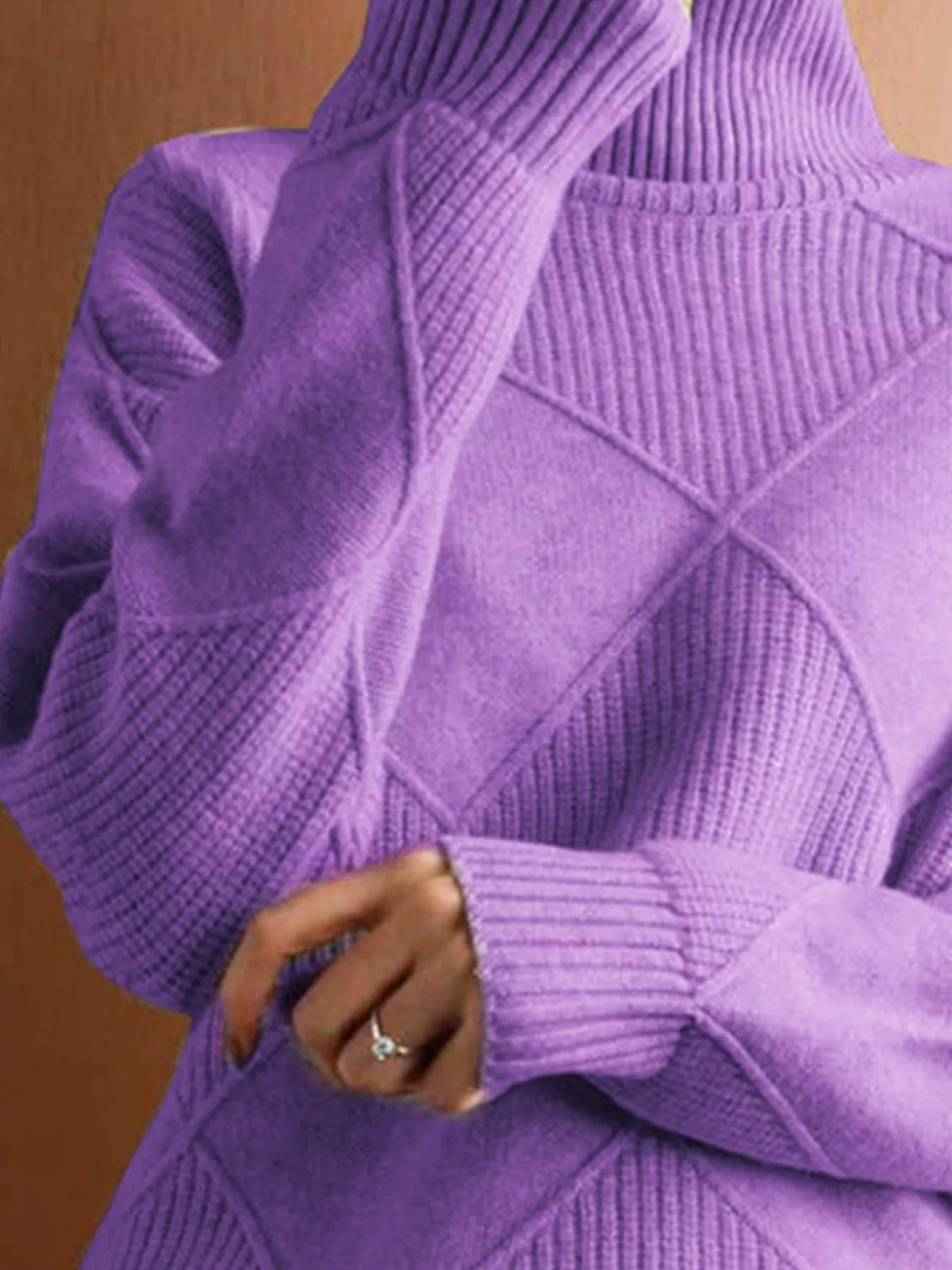 Argyle Pattern Turtleneck Sweater - Lilixa.store