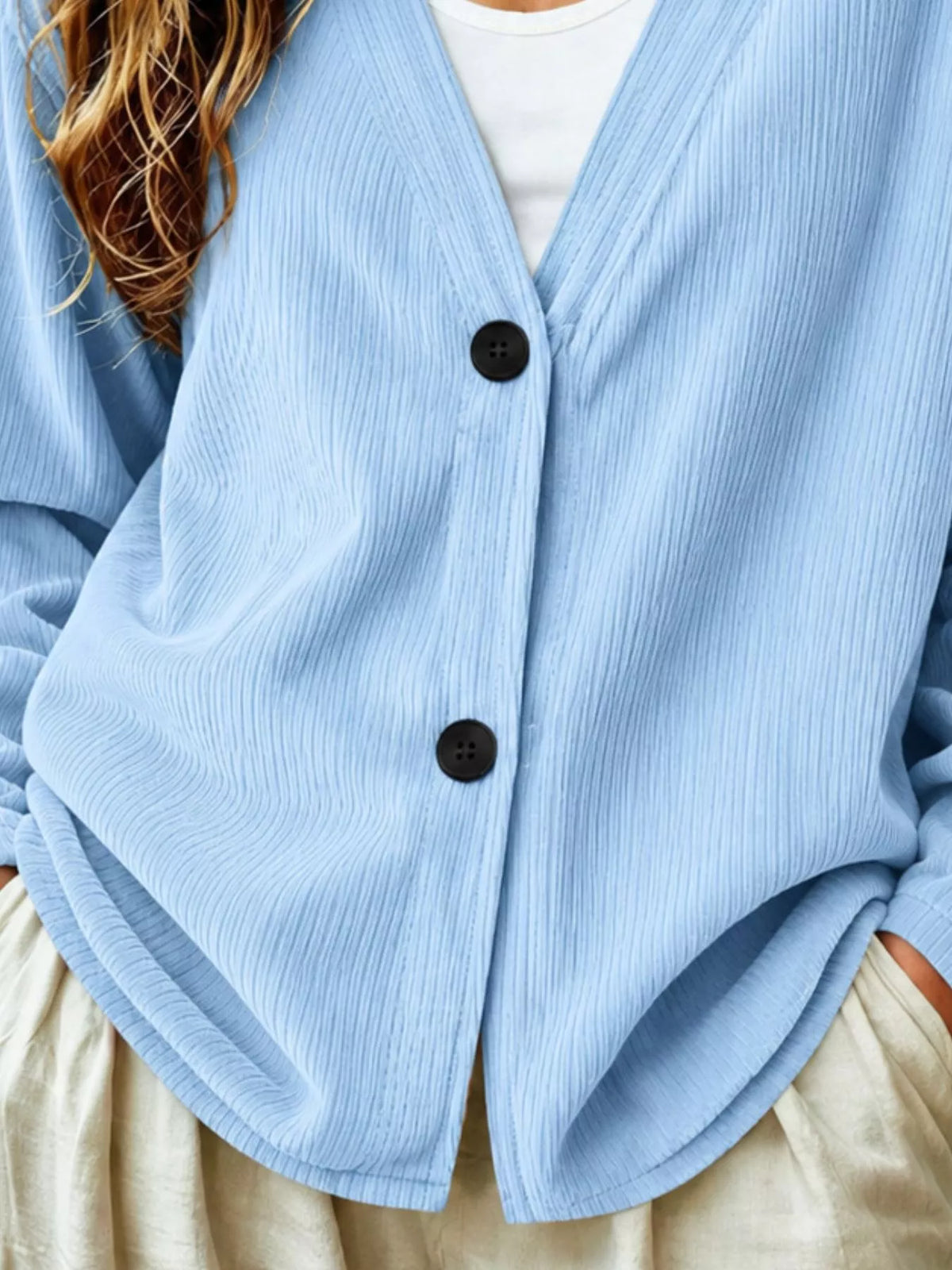Casual Corduroy Button-Up Cardigan, view 3