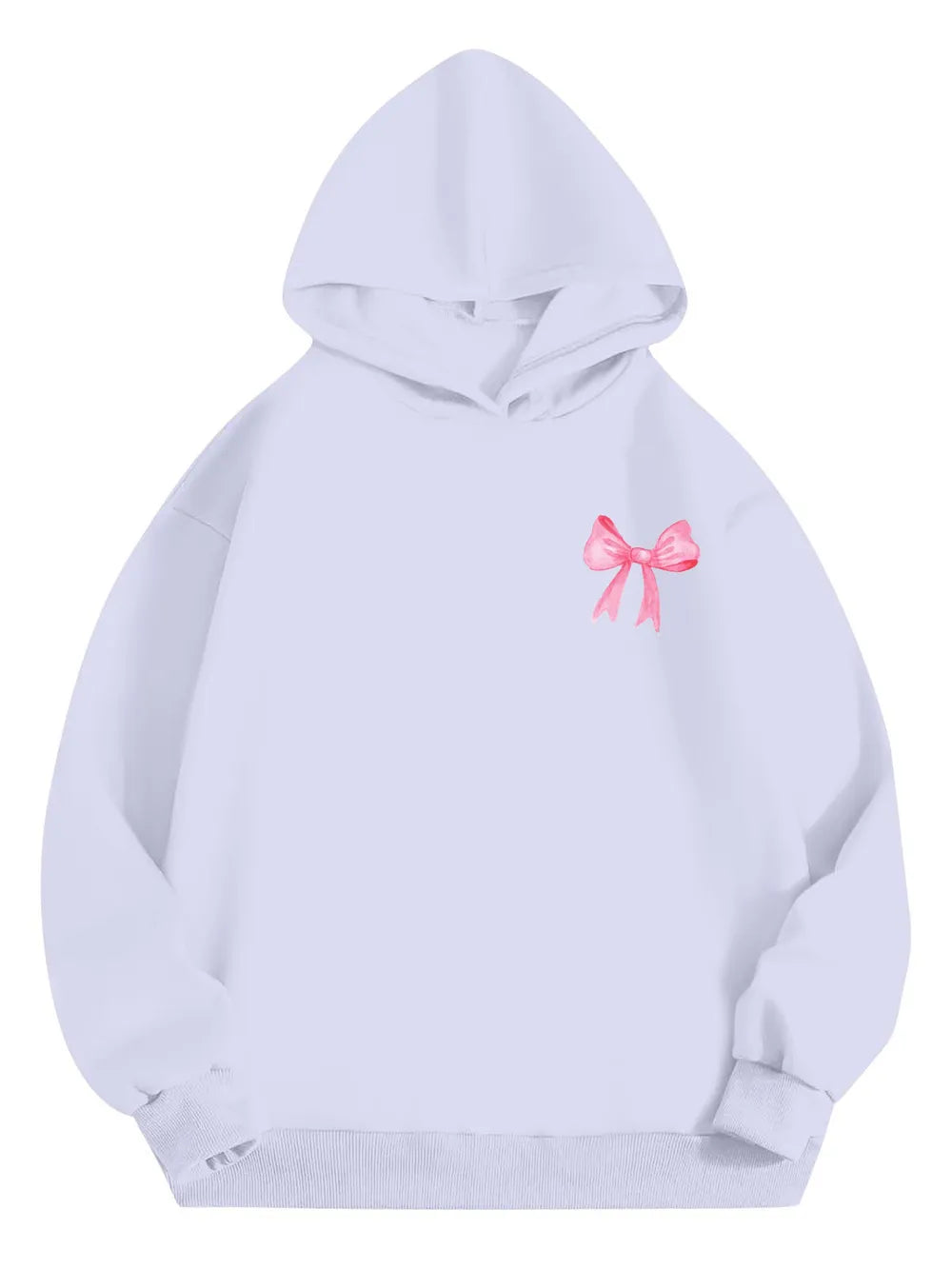 Bow Print Long Sleeve Hoodie - Lilixa.store