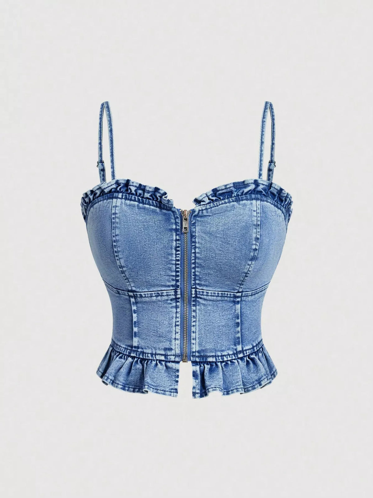 Sweetheart Neck Denim Cami in Blue