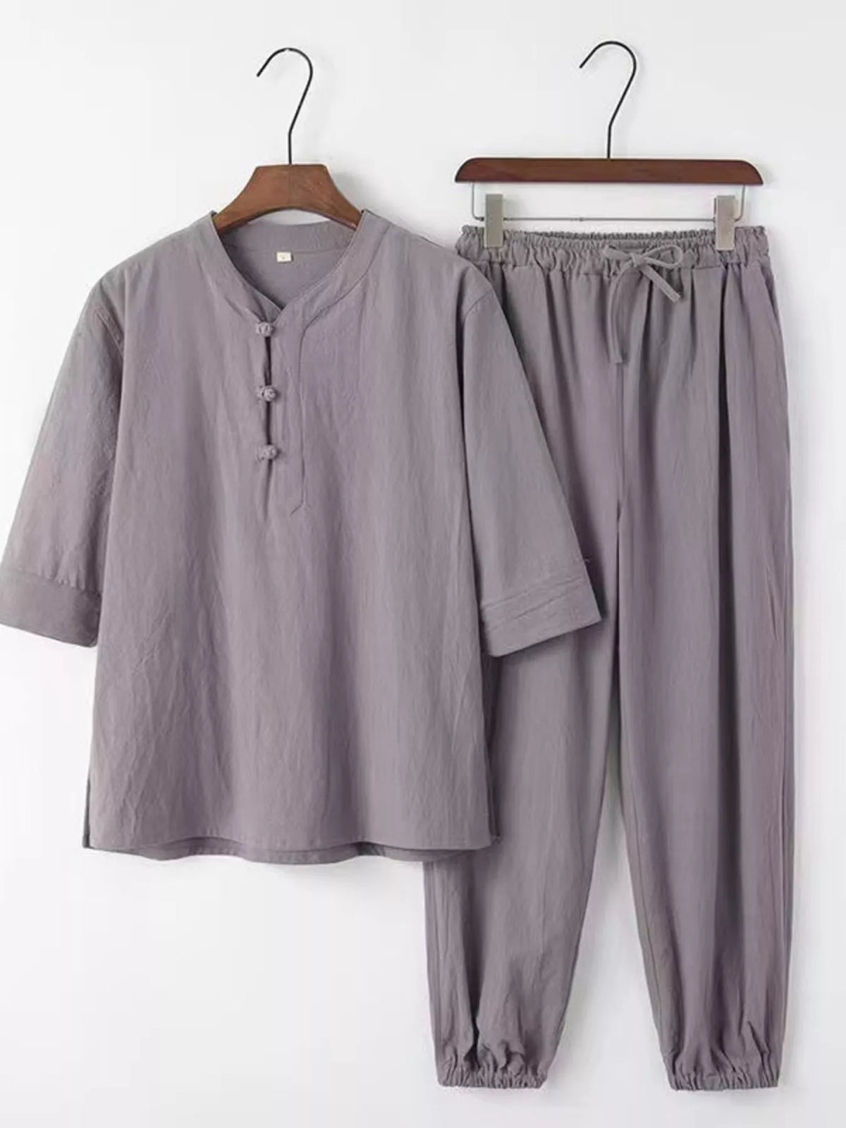 Men's Plus Size 3/4 Sleeve Top and Pants Set - Lilixa.store