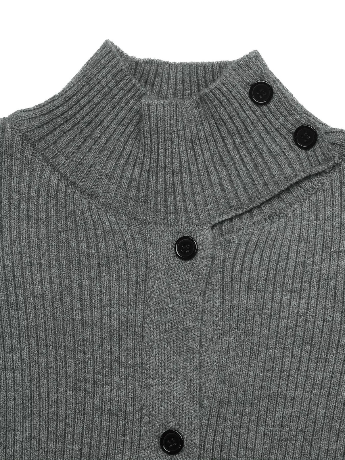 Turtleneck Button-Down Cardigan - Lilixa.store