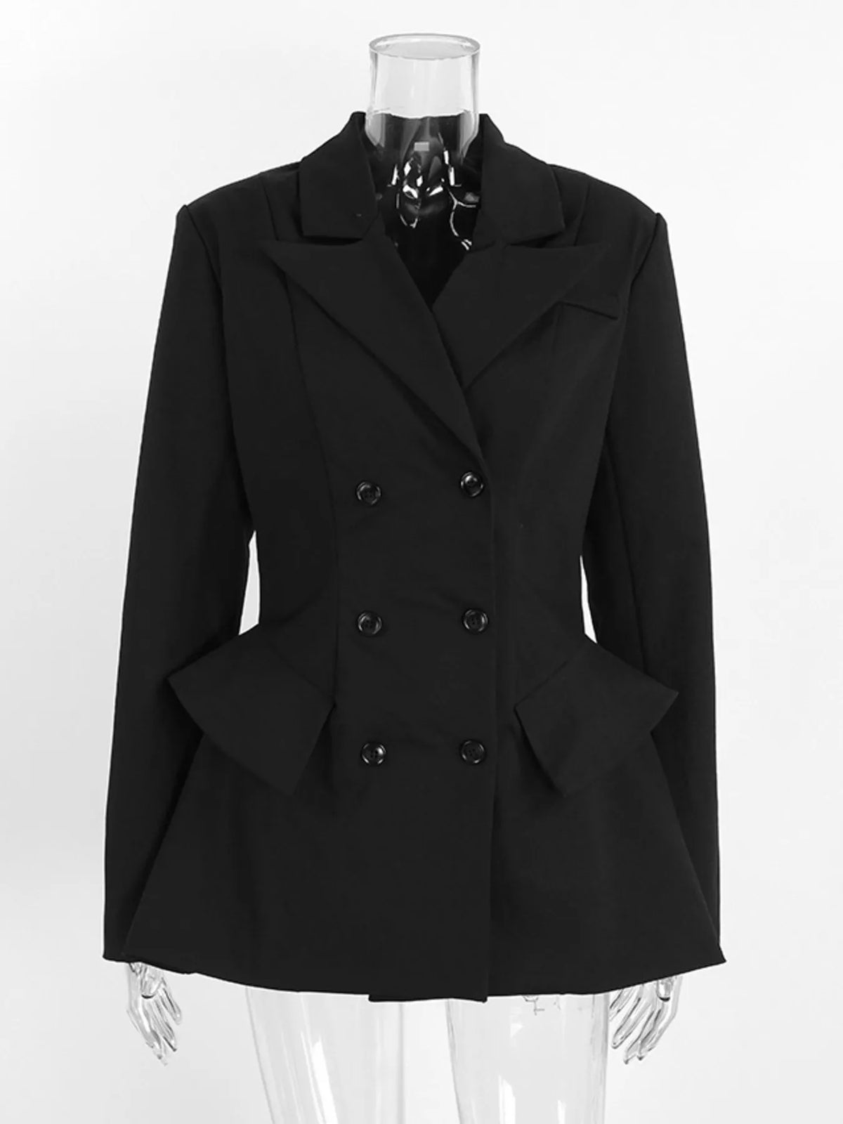 Double-Breasted Blazer with Flap Pockets - Lilixa.store