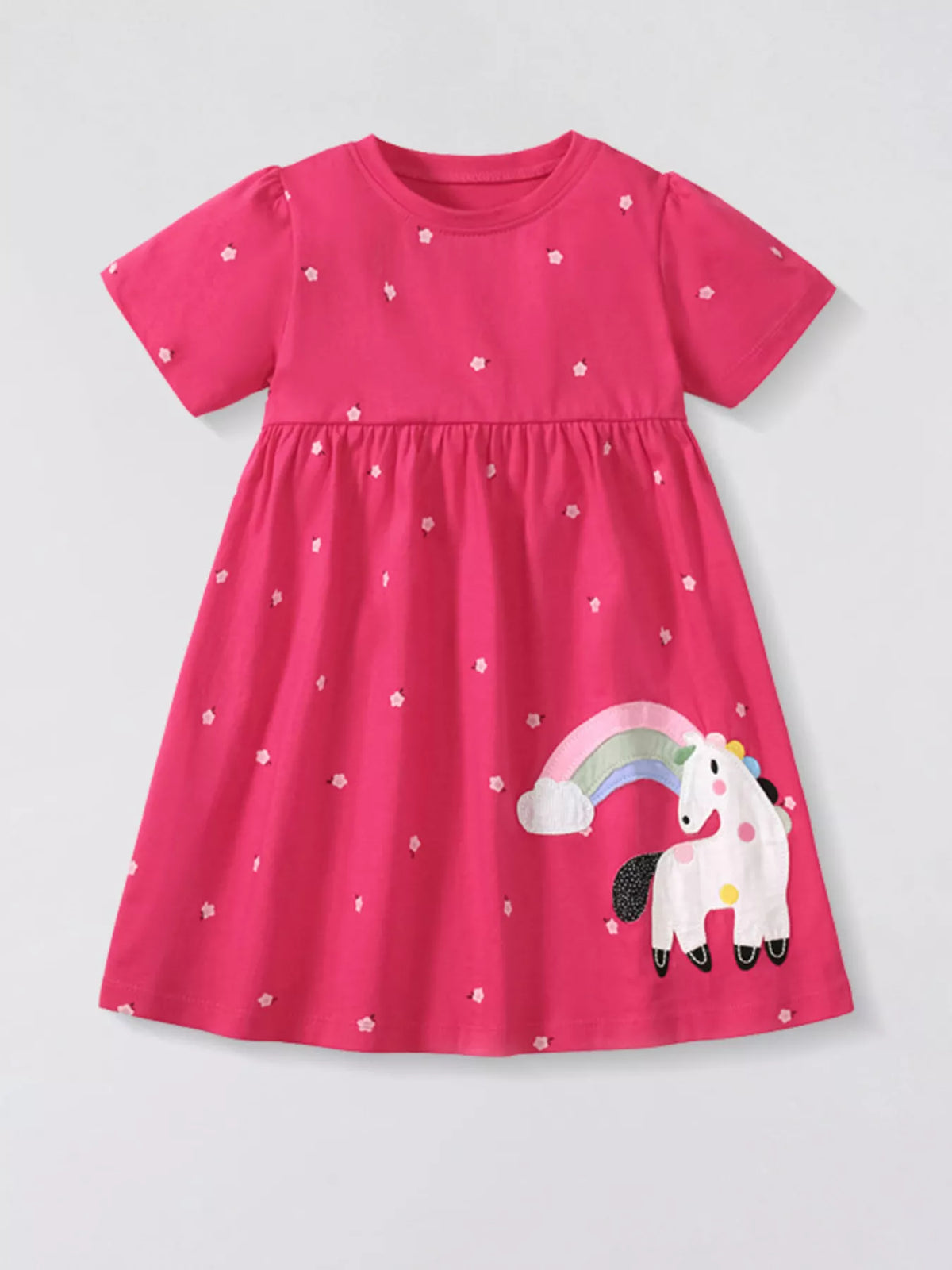 Children's Unicorn Polka Dot Round Neck Dress - Lilixa.store