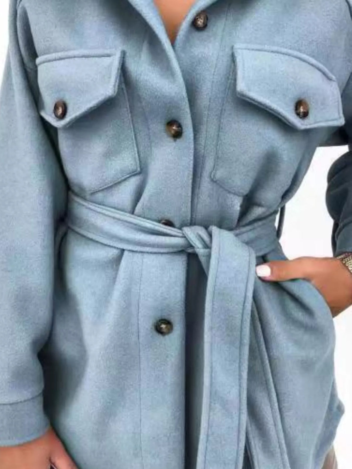 Button-Down Tie Waist Coat, view 13