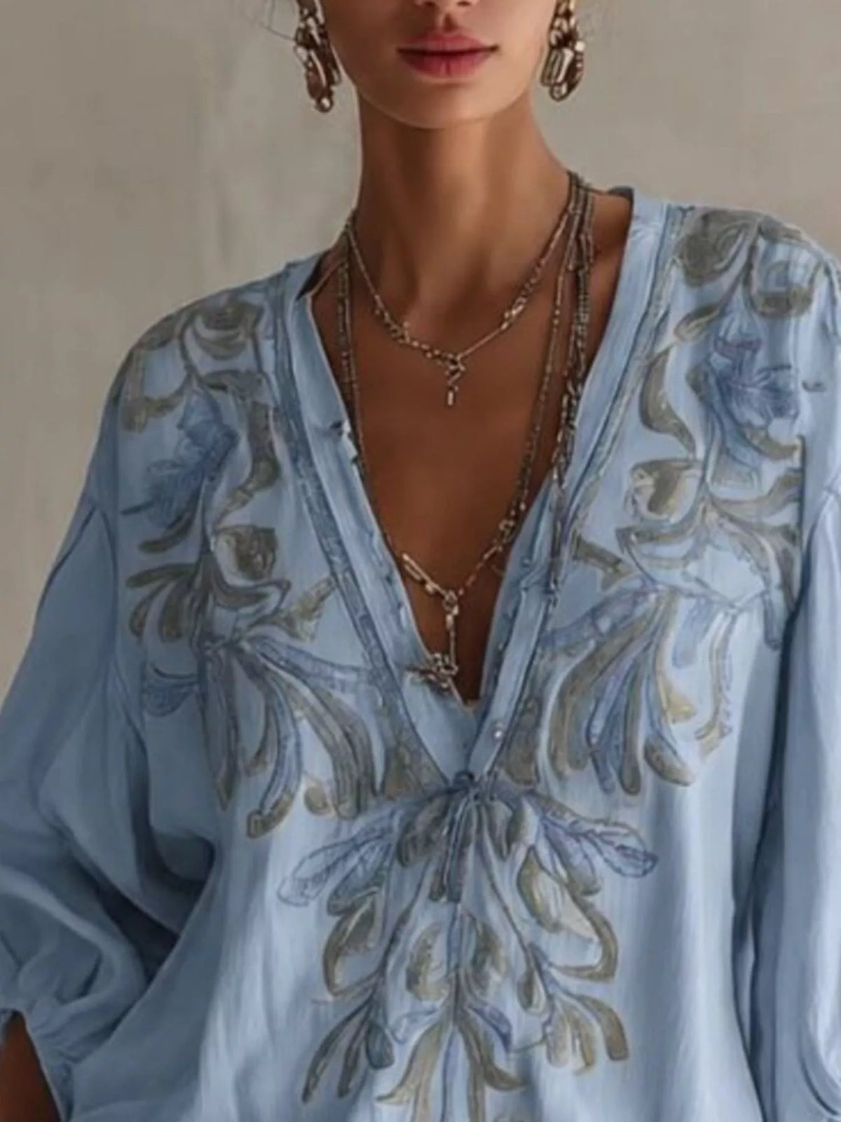 Full Size Embroidered V-Neck Mini Dress Plus Size - Lilixa.store