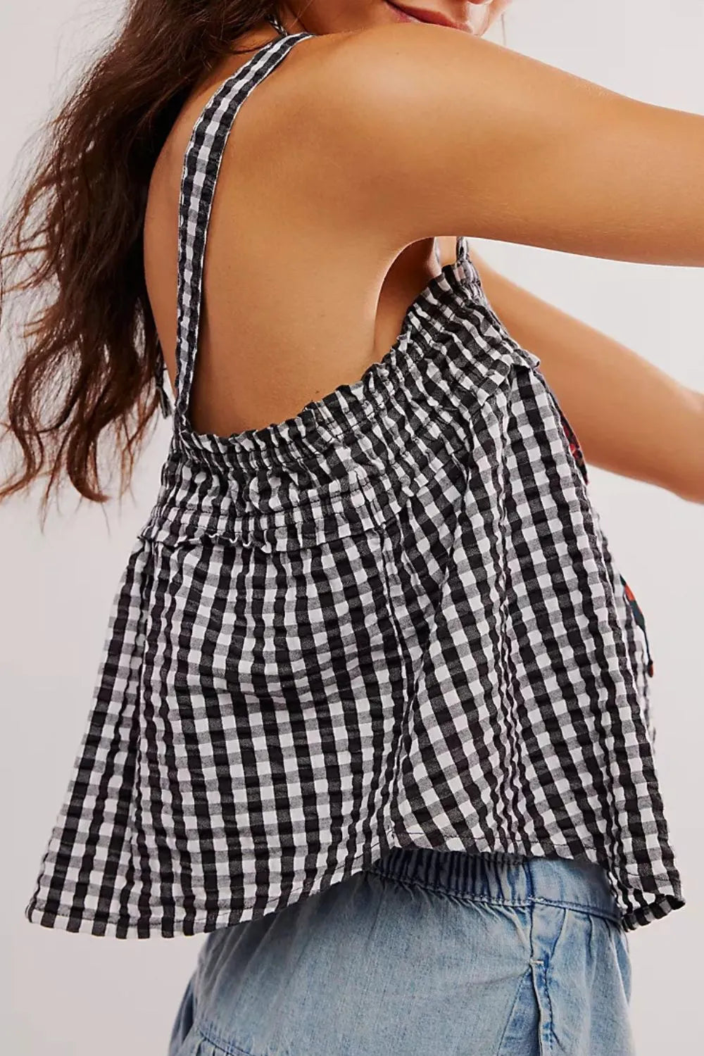 Tied Front Textured Square Neck Cami - Lilixa.store