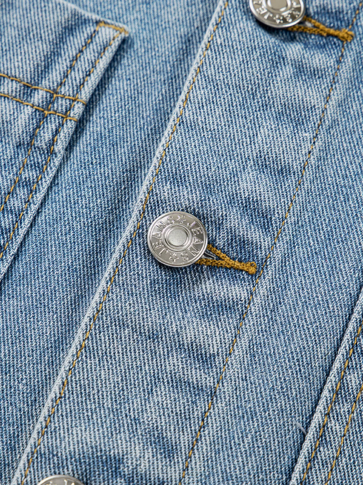 Patched Pockets Side Tie Denim Jacket, view 14