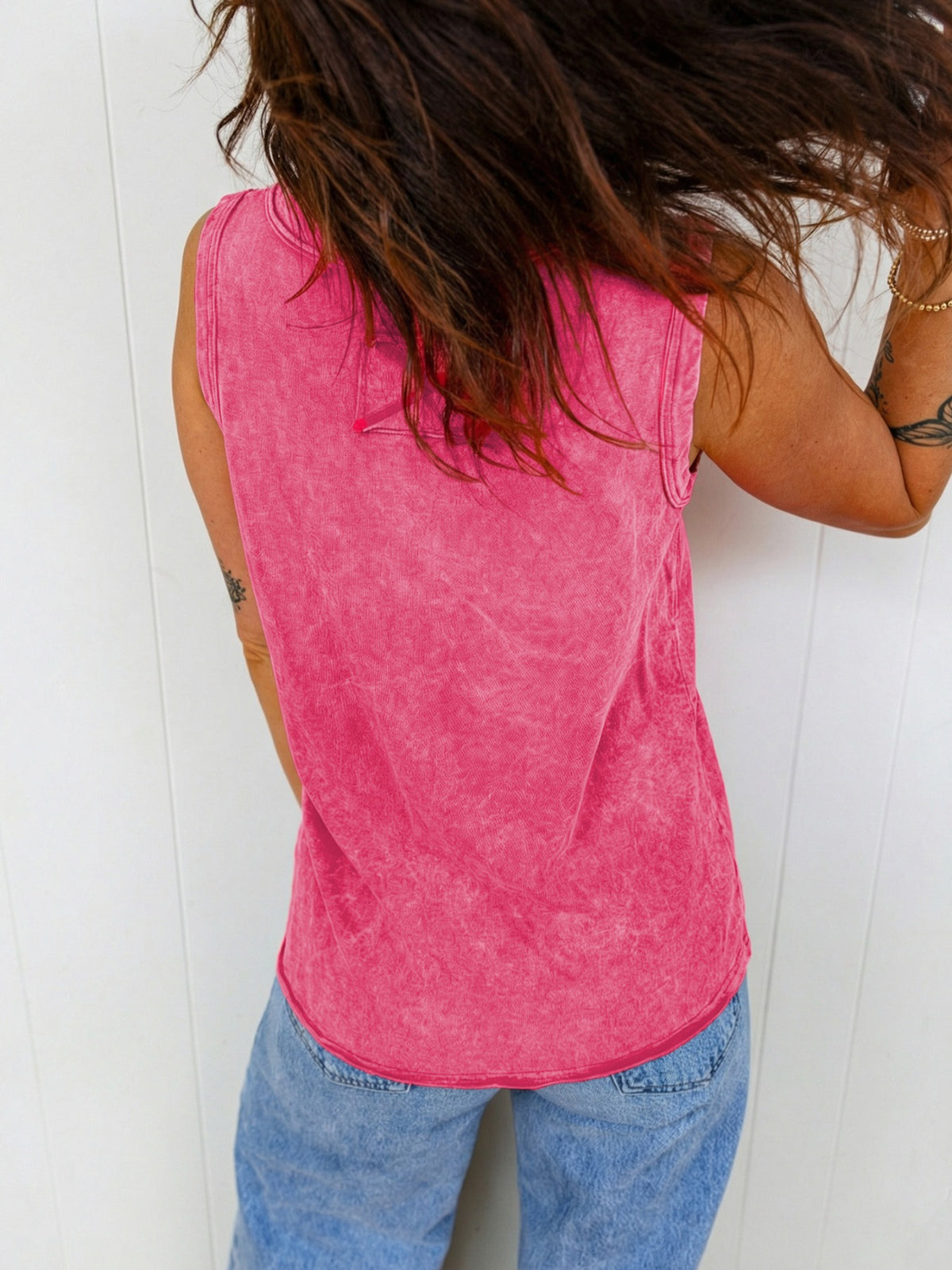 Mineral Wash V Neck Tank Top - Lilixa.store