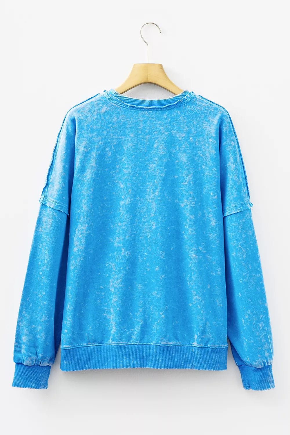 Mineral Wash Oversized Sweatshirt with Chest Pocket in Sky Blue, view 6