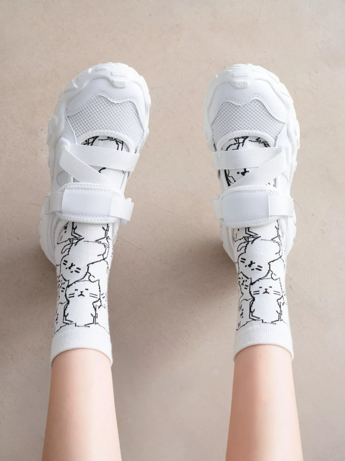 Cat Pattern Crew Socks - Lilixa.store
