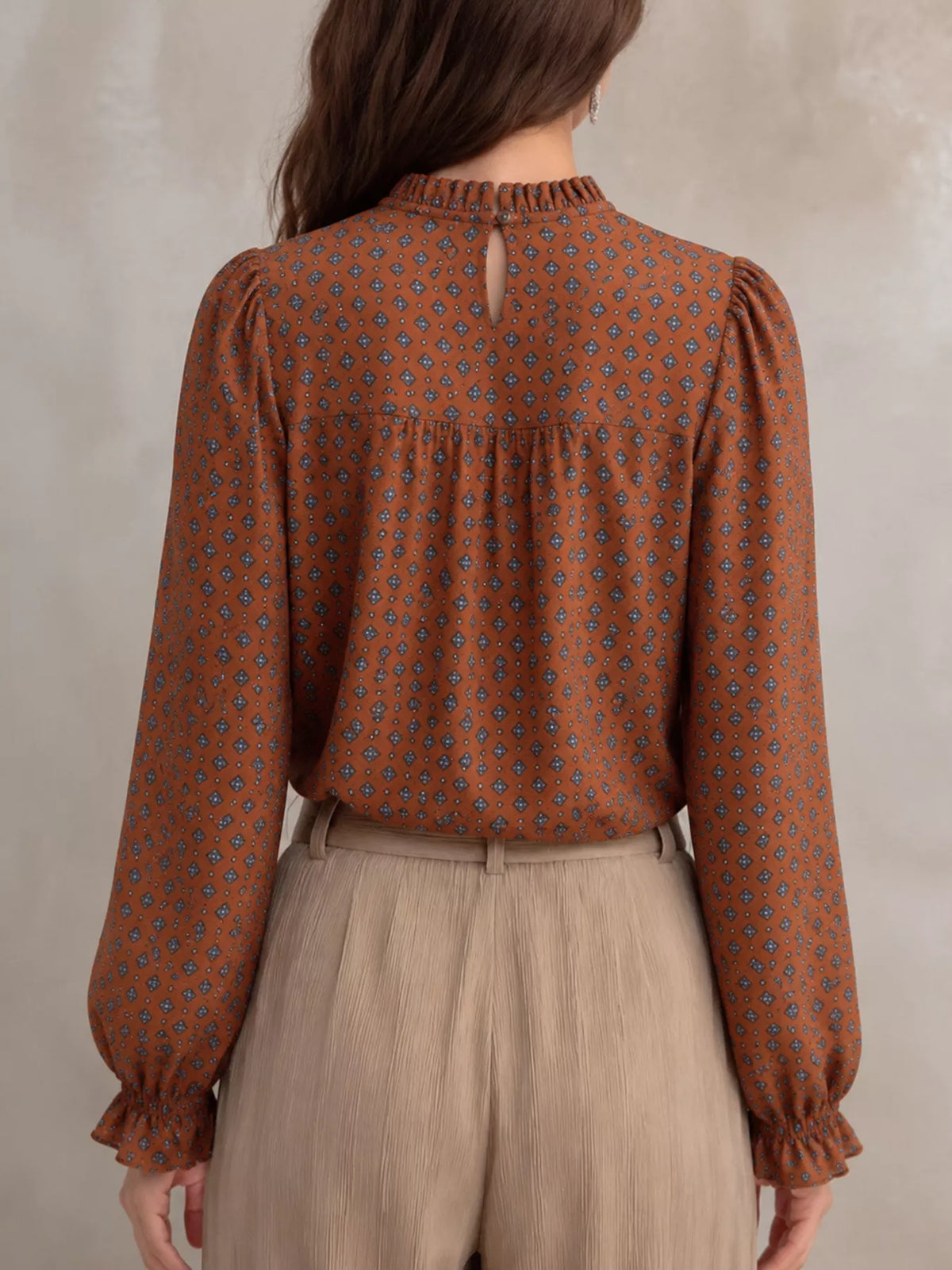 Printed Flounce Sleeve Blouse, view 2