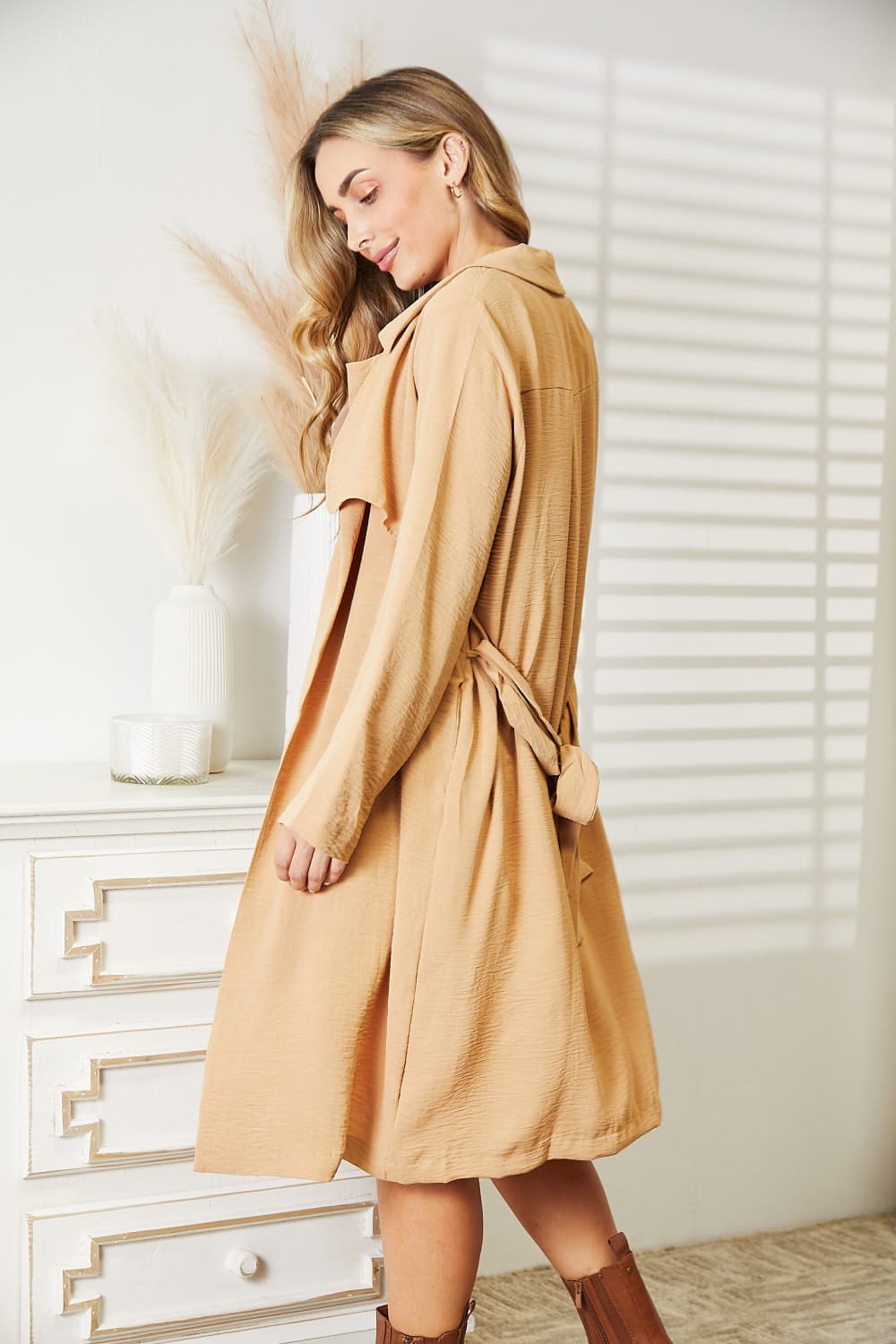 Culture Code Full Size Tied Trench Coat with Pockets - Lilixa.store