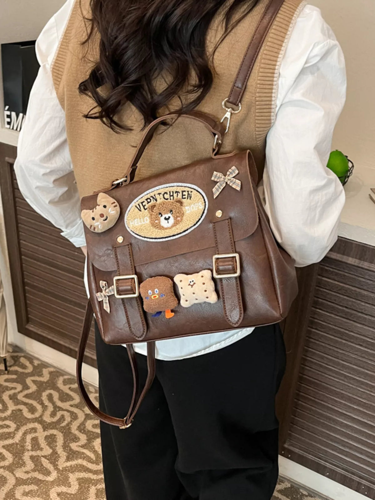 Bear Decor Backpack Bag - Lilixa.store