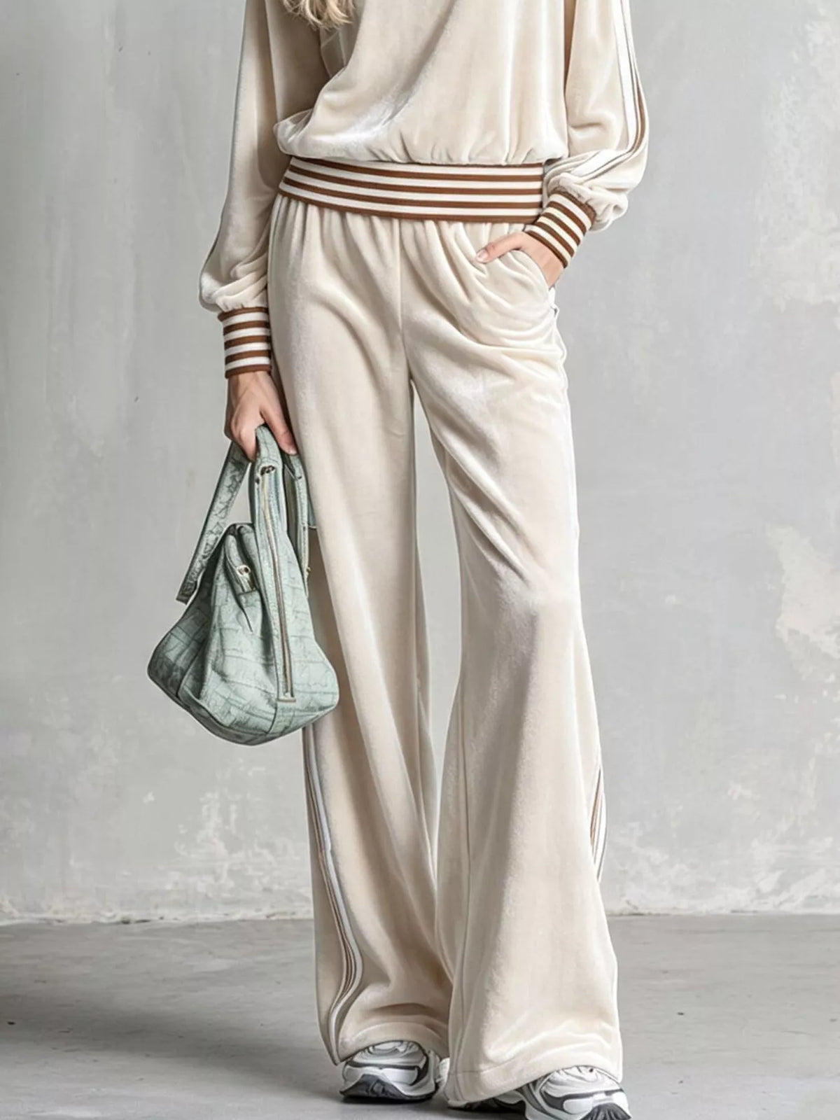 Striped Half Zip Top and Pants Set - Lilixa.store