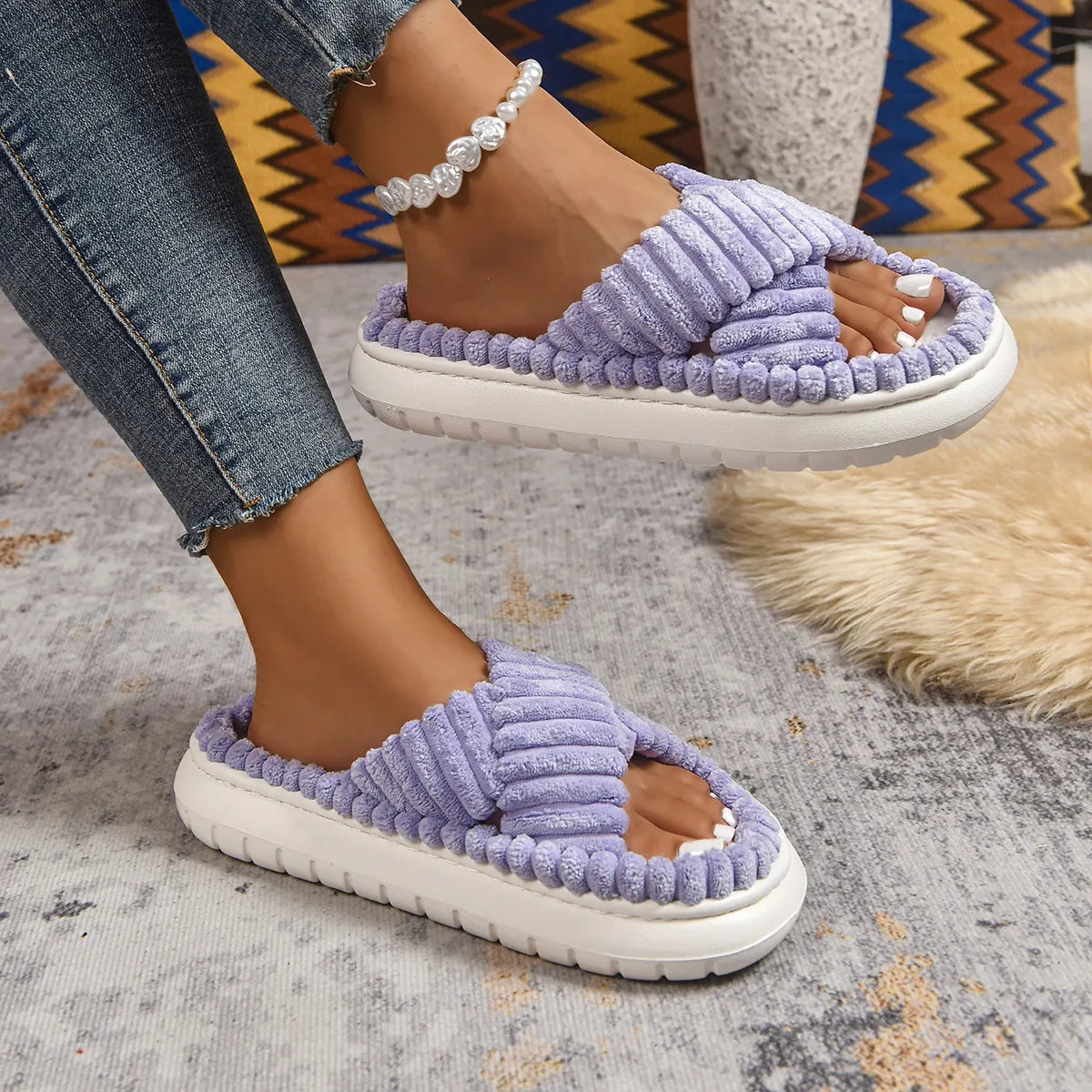 Crisscross Open Toe Platform Slippers - Lilixa.store