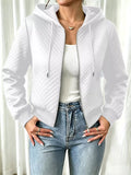 Hooded Zip-Up Texture Jacket - Lilixa.store