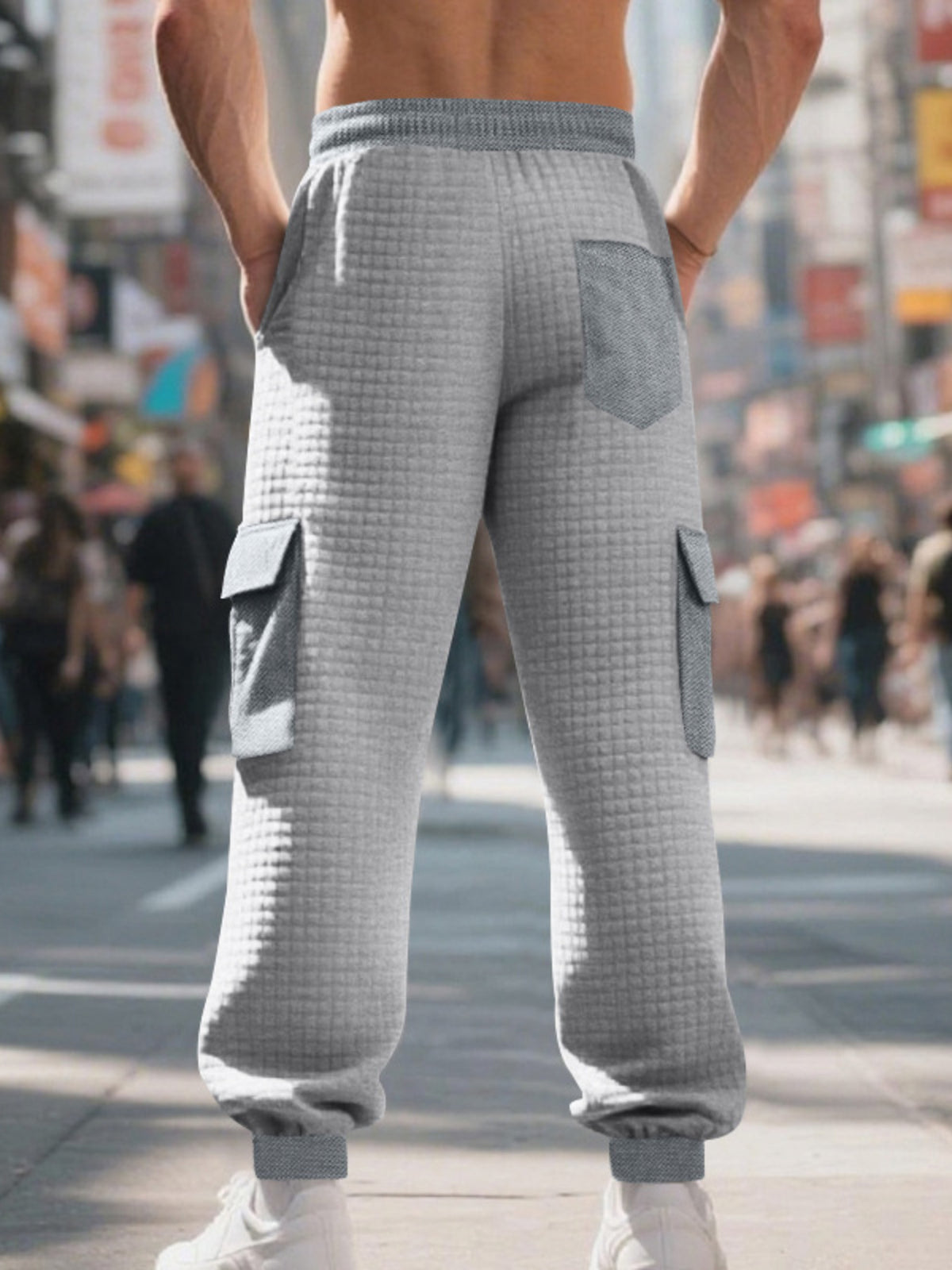 Men's Full Size Textured Cargo Joggers Plus Size