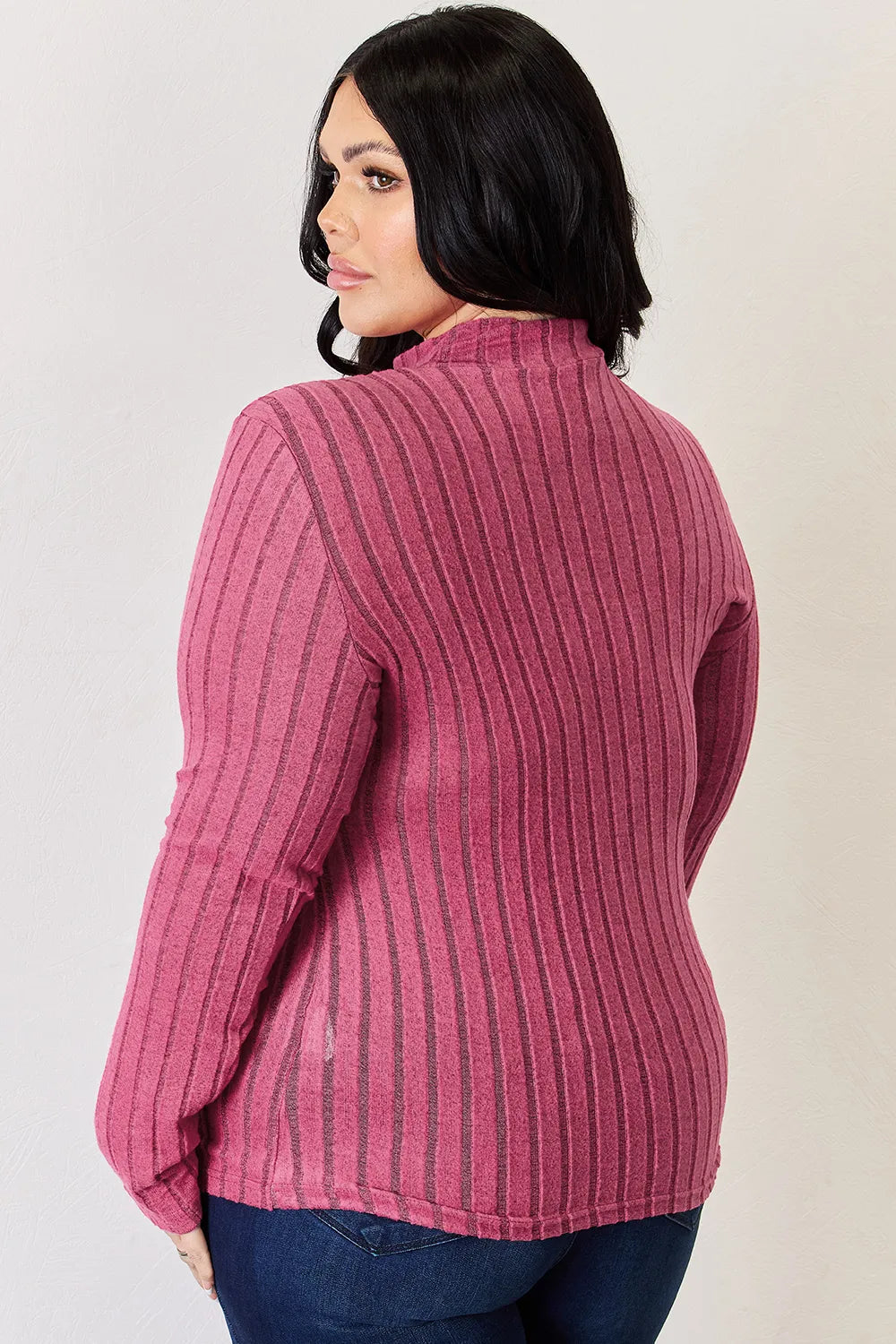 Basic Bae Full Size Ribbed Mock Neck Long Sleeve T-Shirt - Lilixa.store