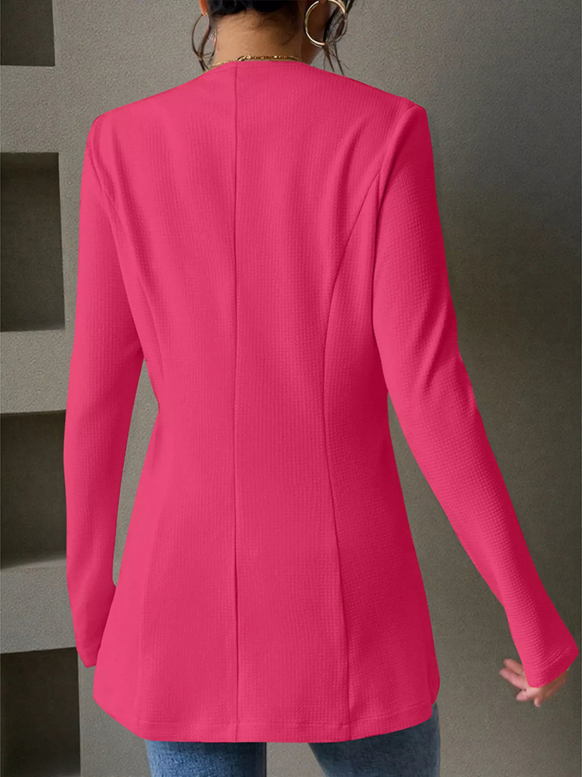 One Button Long Sleeve Blazer - Lilixa.store