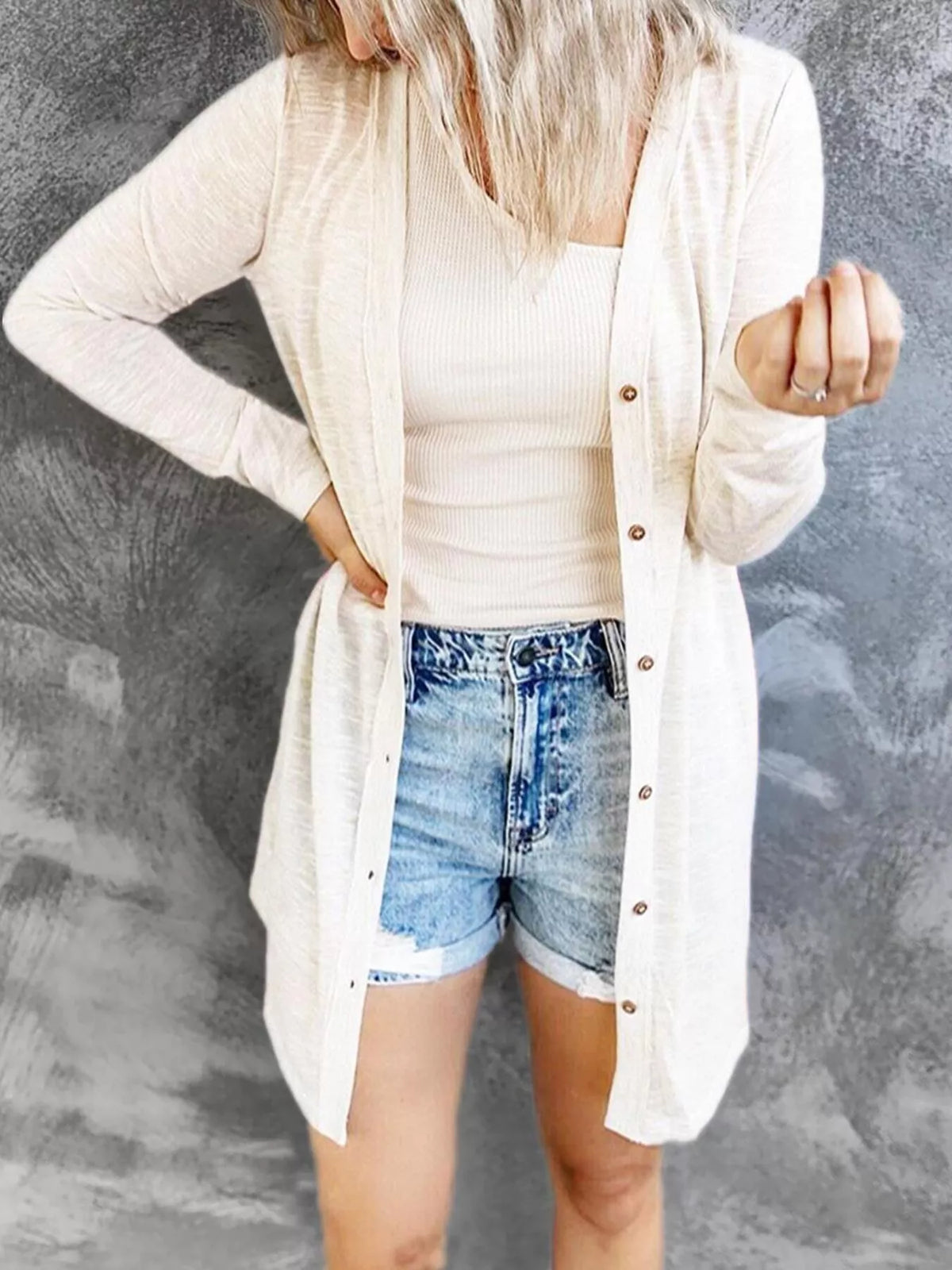 Full Size Lightweight Button-Up Cardigan Plus Size - Lilixa.store