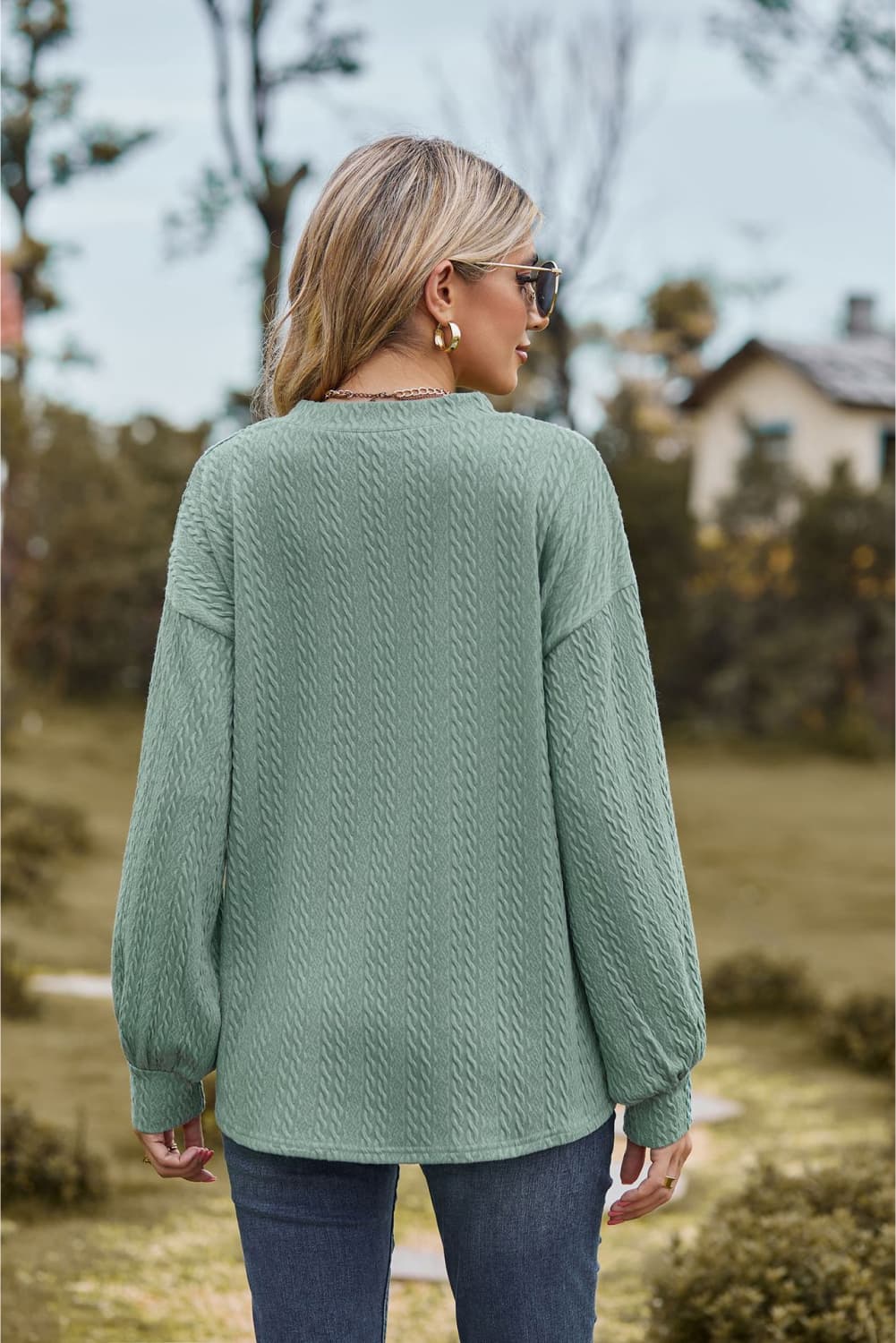V-Neck Dropped Shoulder Blouse, view 4