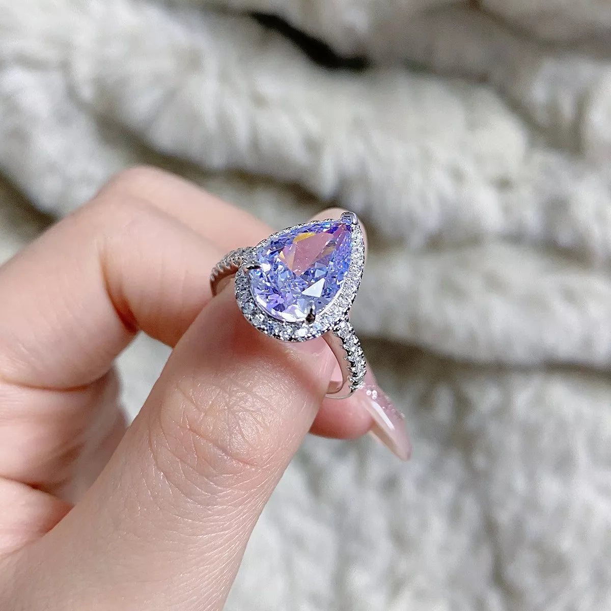 925 Sterling Silver Zircon Teardrop Ring - Lilixa.store
