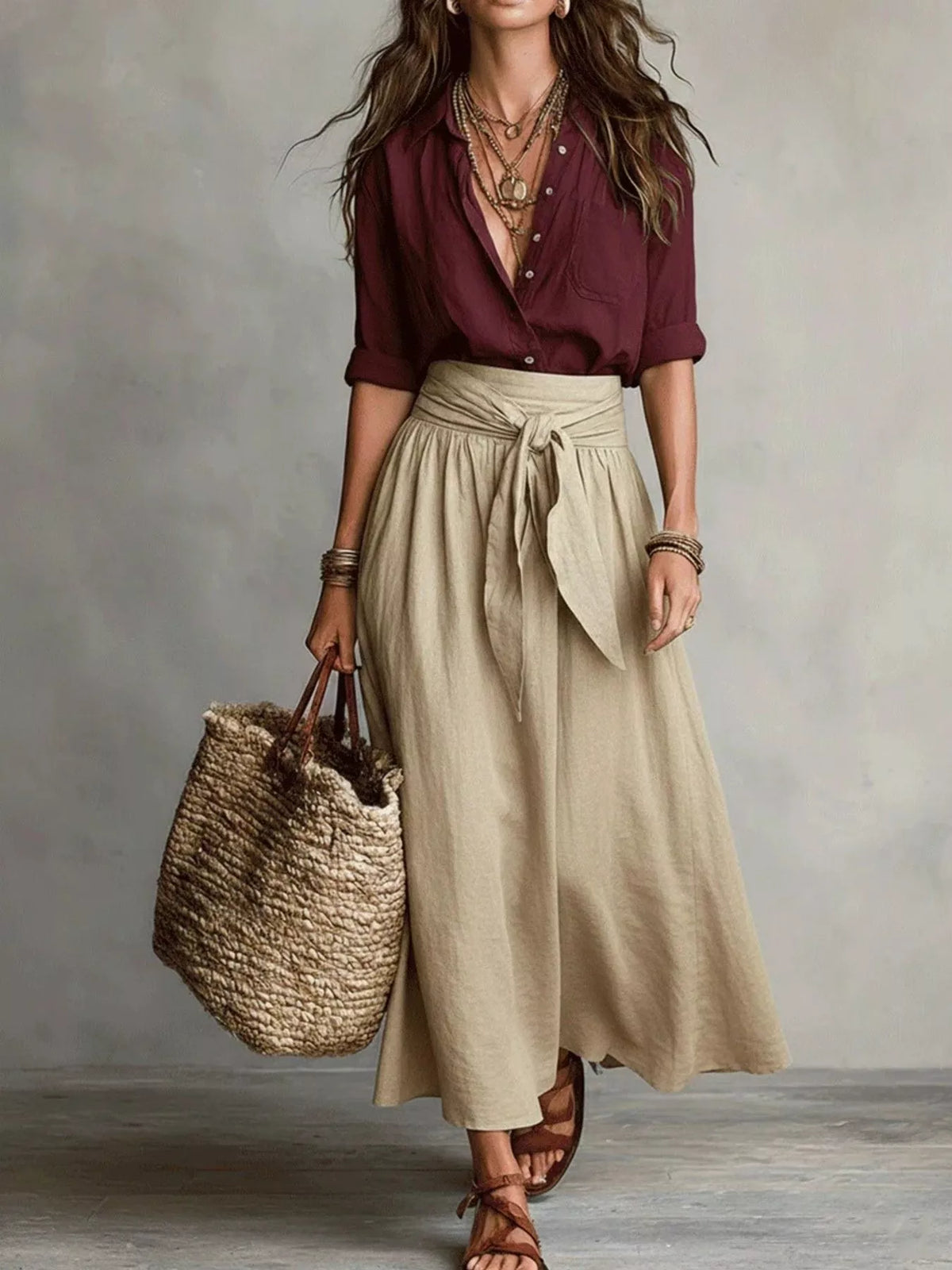Full Size Button-Down Shirt and Skirt Set Plus Size - Lilixa.store