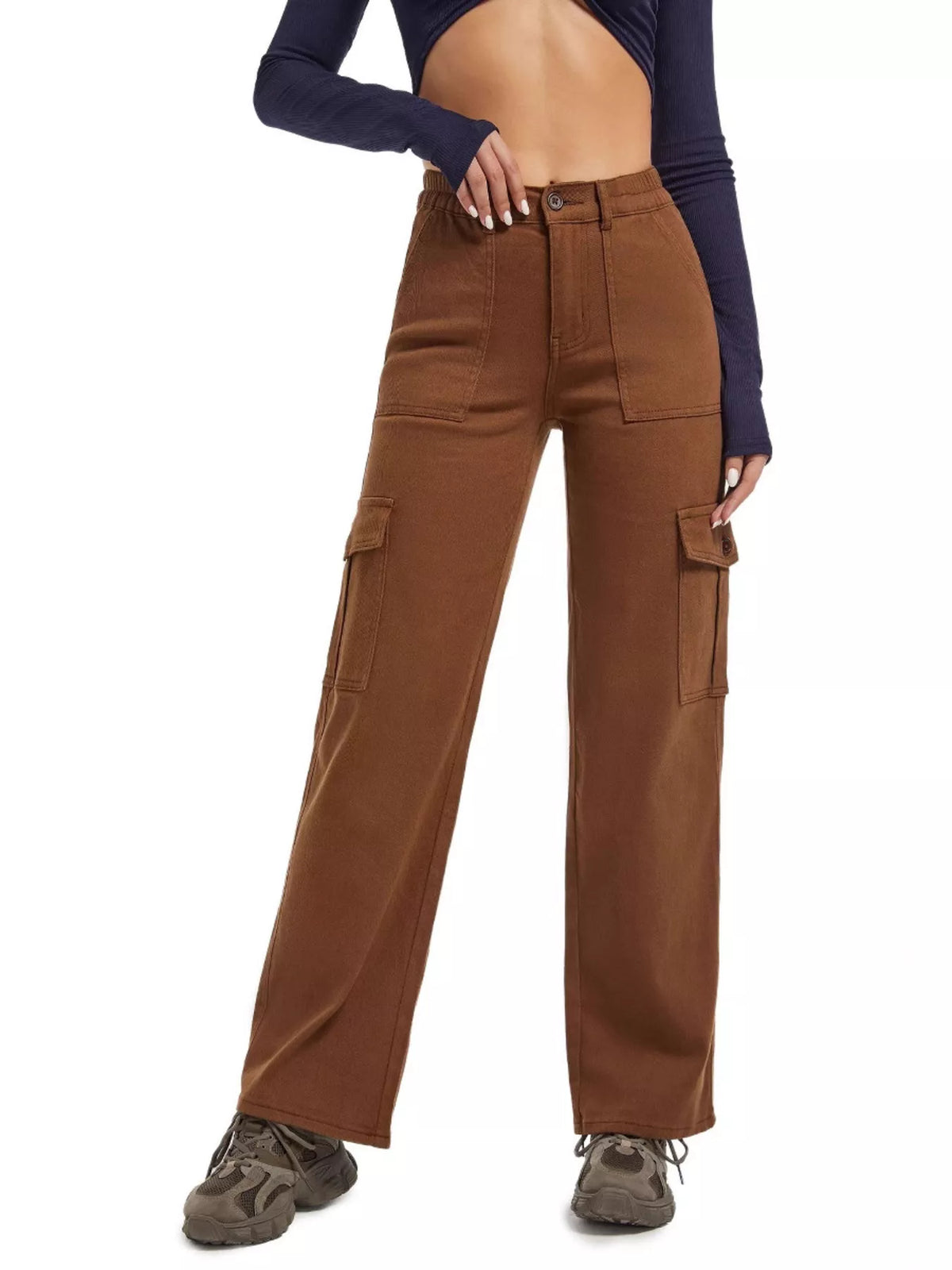 High-Waisted Cargo Jeans - Lilixa.store