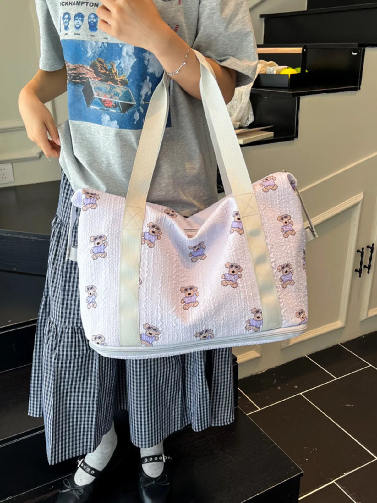 Teddy Bear Print Travel Bag - Lilixa.store