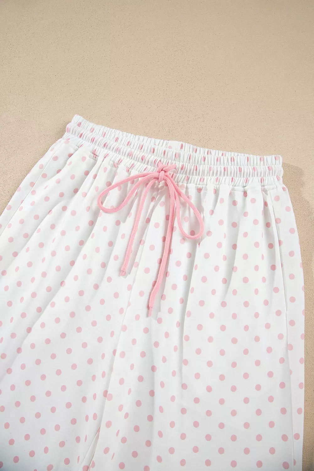 Polka Dot Cropped Sweatshirt and Wide-Leg Pants Set - Lilixa.store