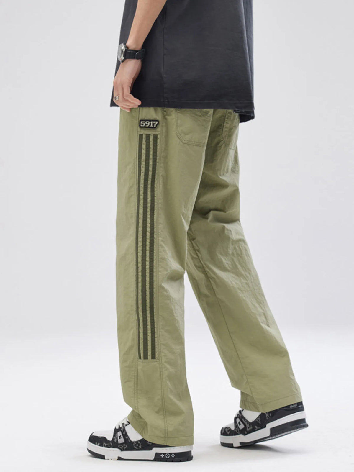Men's Full Size Casual Loose Fit Drawstring Pants Plus Size in Sage