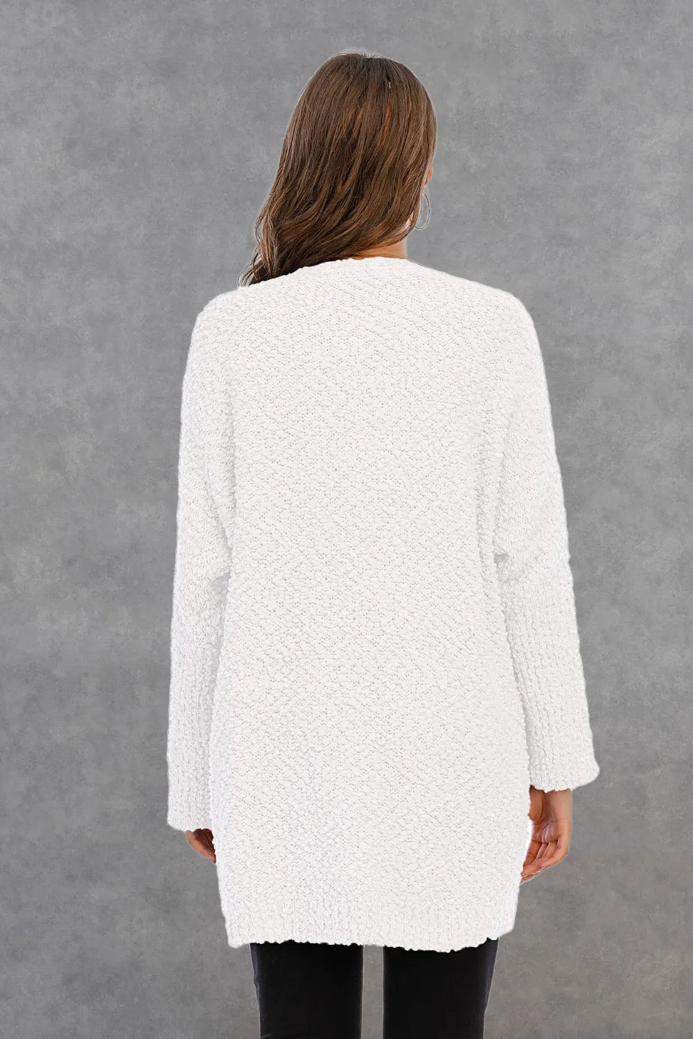 Angel Wings Pocketed Open Front Long Sleeve Cardigan - Lilixa.store