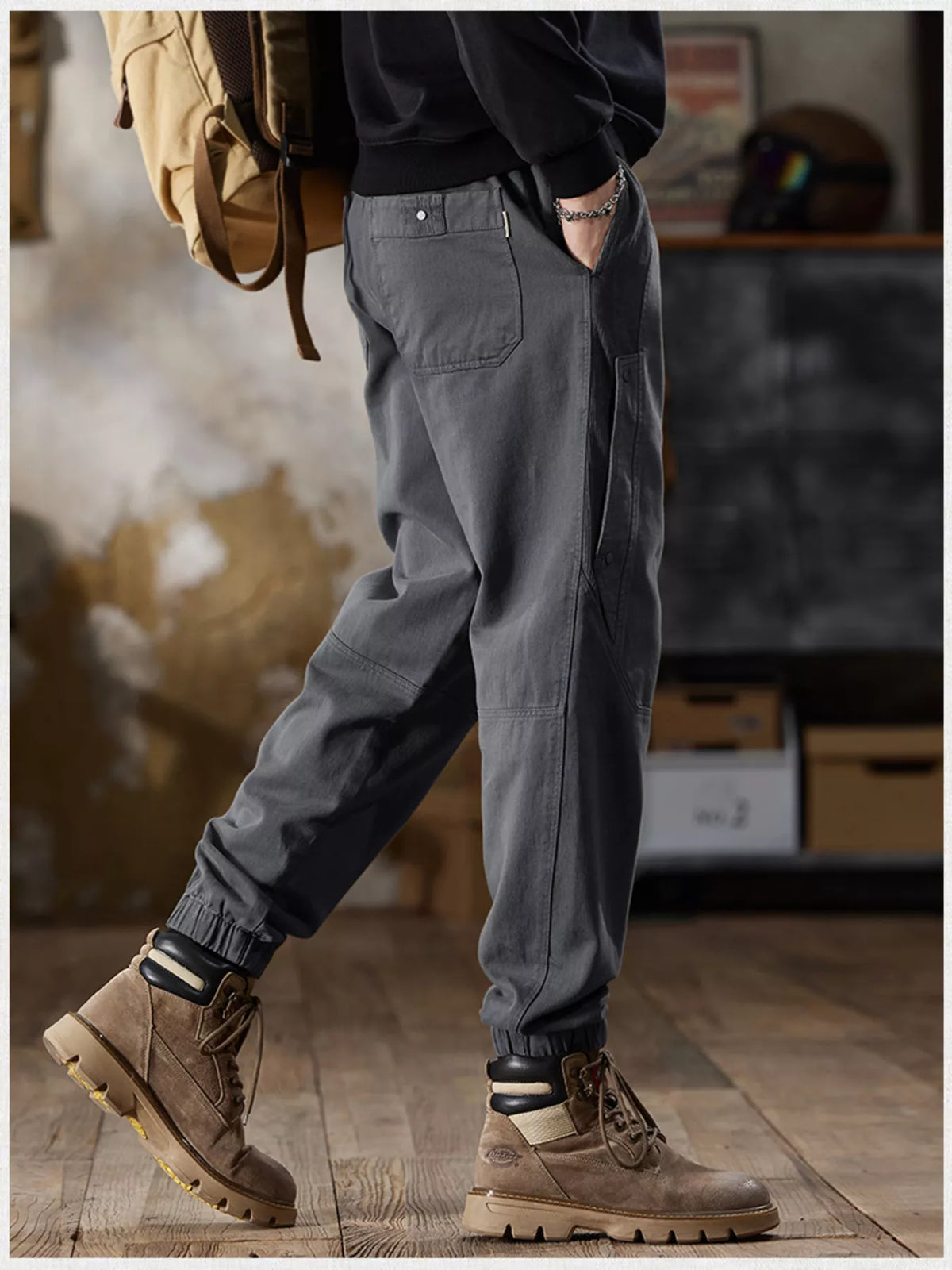 Men's Full Size Casual Drawstring Cargo Joggers Plus Size, view 3