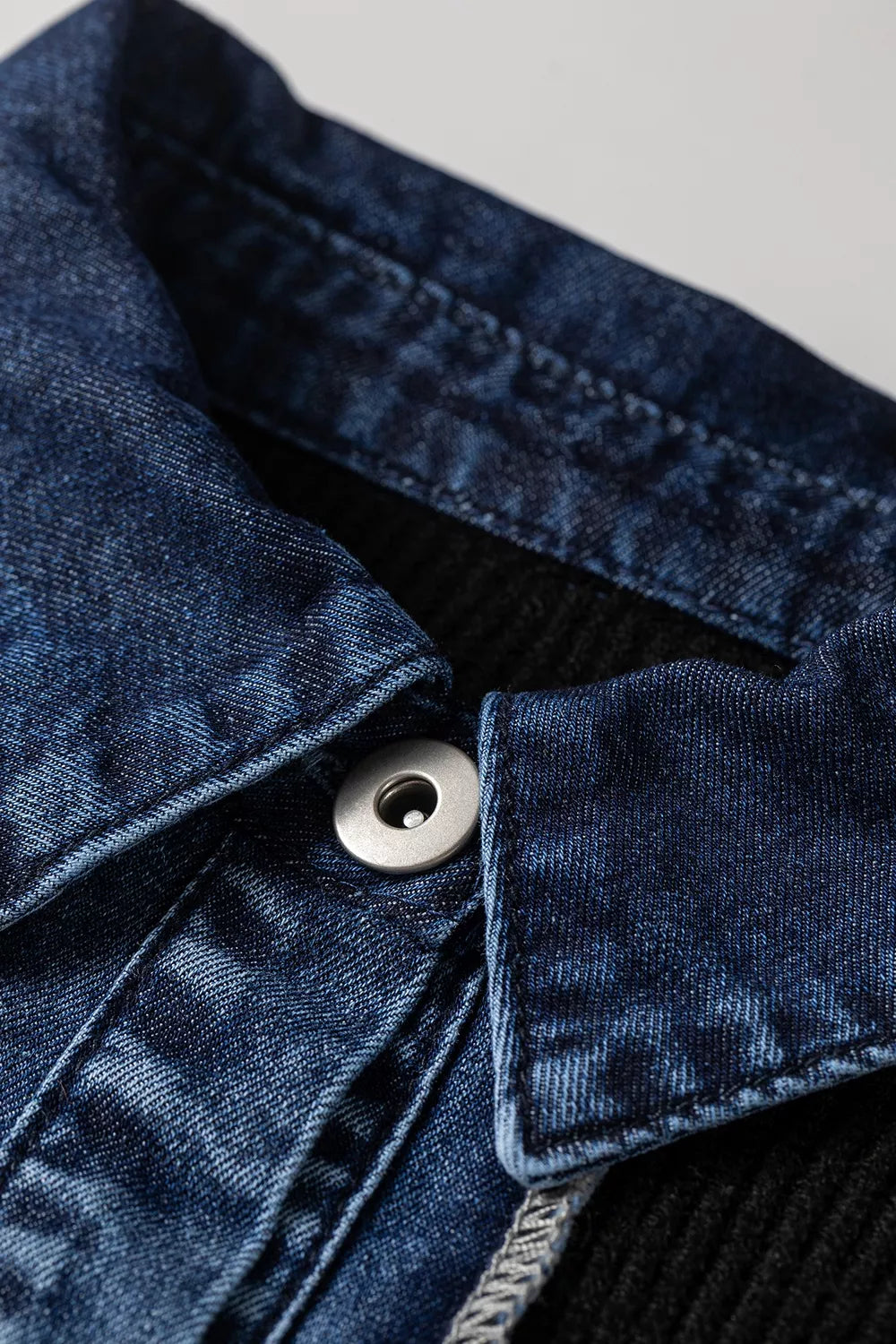 Denim Contrast Placket Long Sleeve Cardigan - Lilixa.store