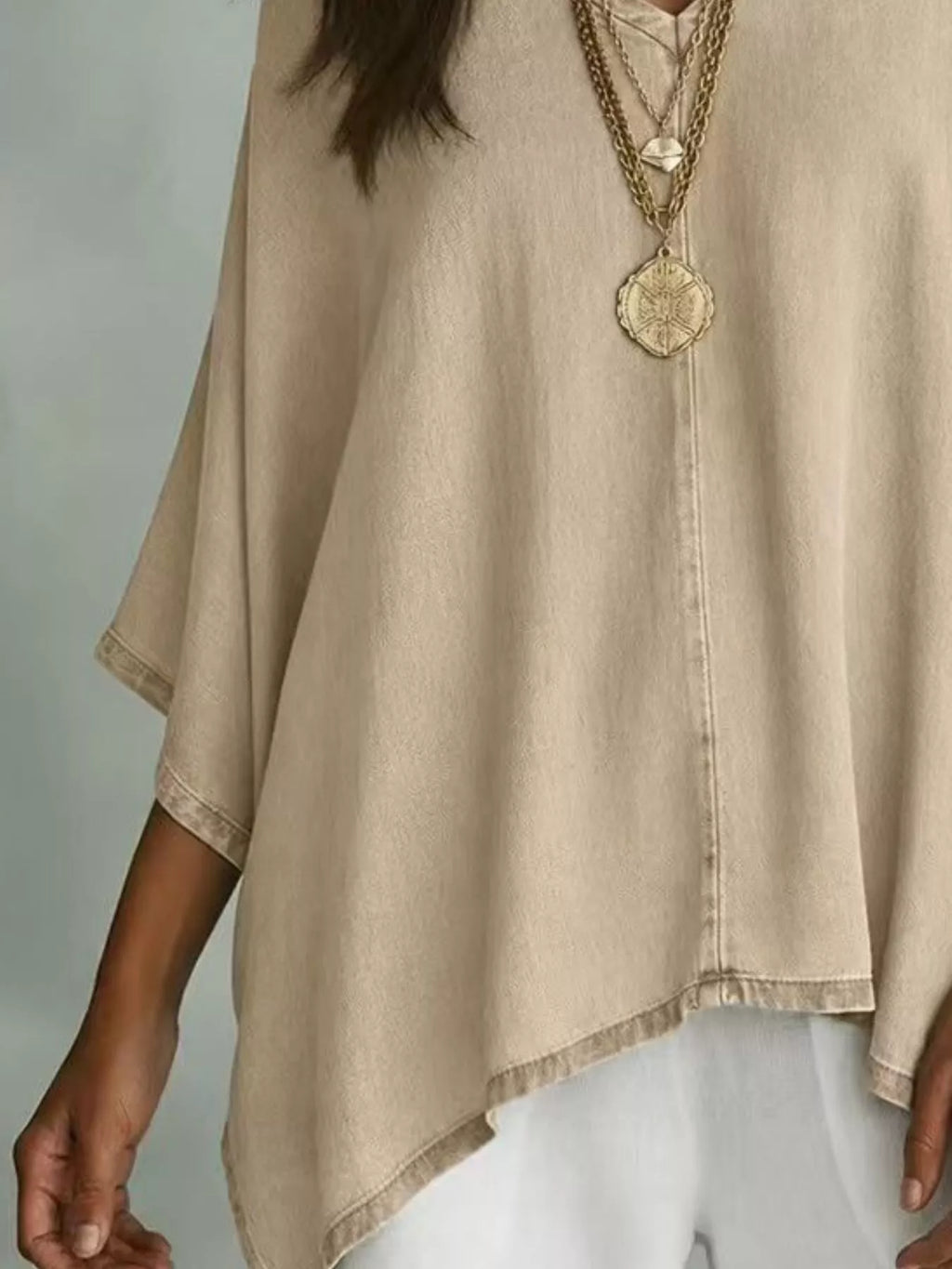 V-Neck Batwing Sleeve T-Shirt - Lilixa.store