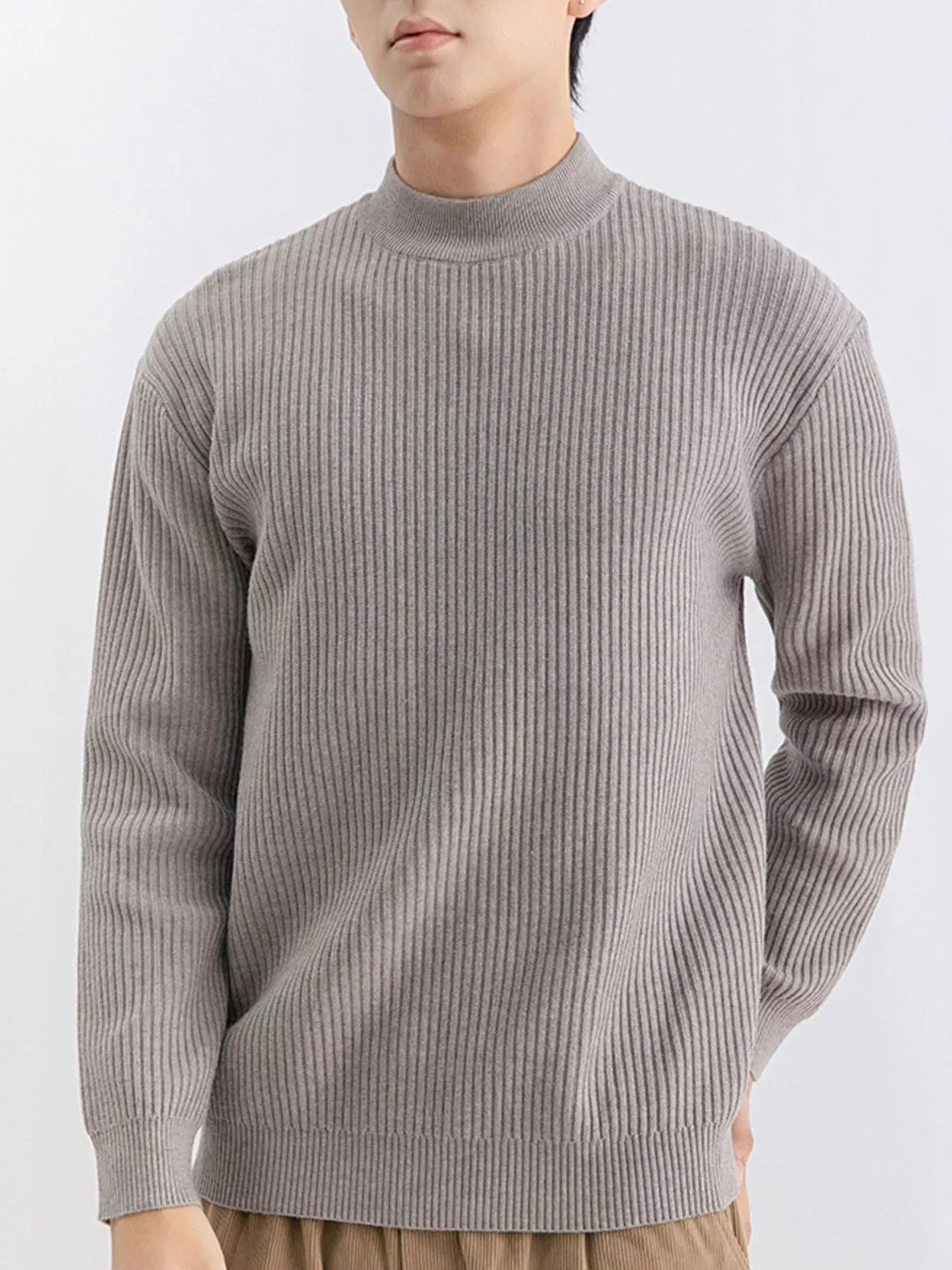 Men's Plus Size Ribbed Mock Neck Sweater - Lilixa.store