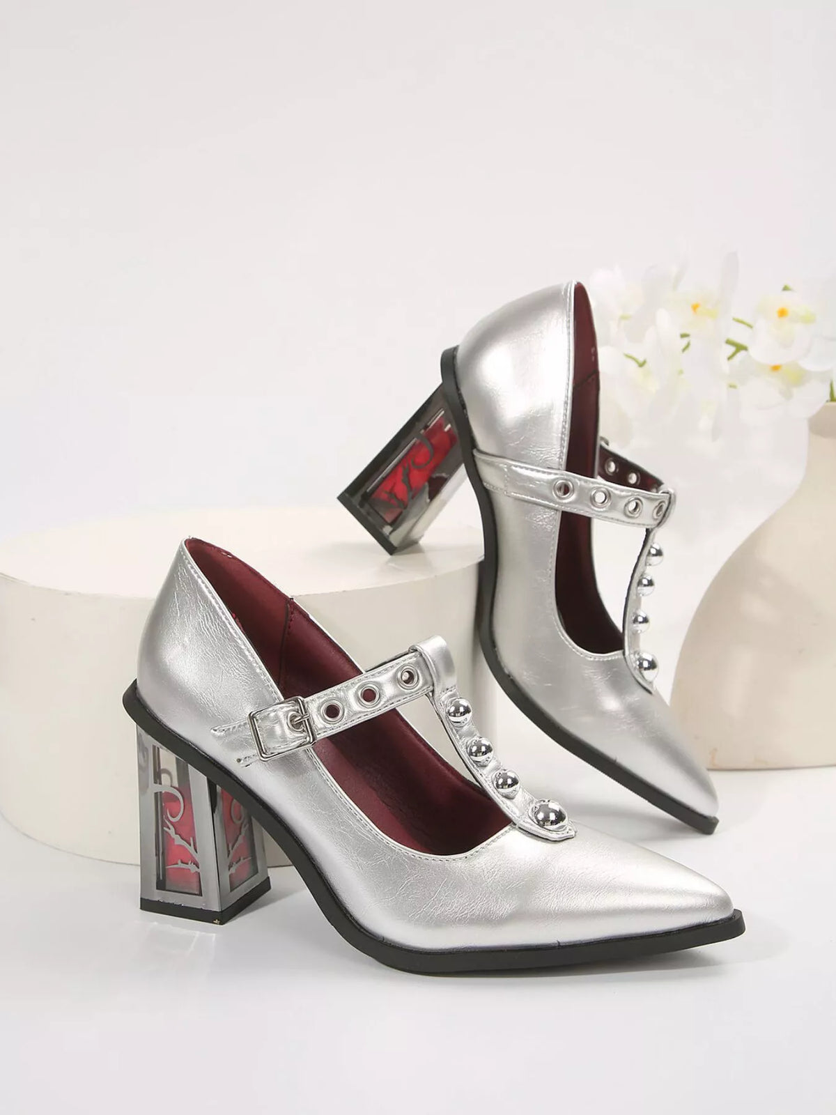 Point Toe Block Heels Pumps - Lilixa.store